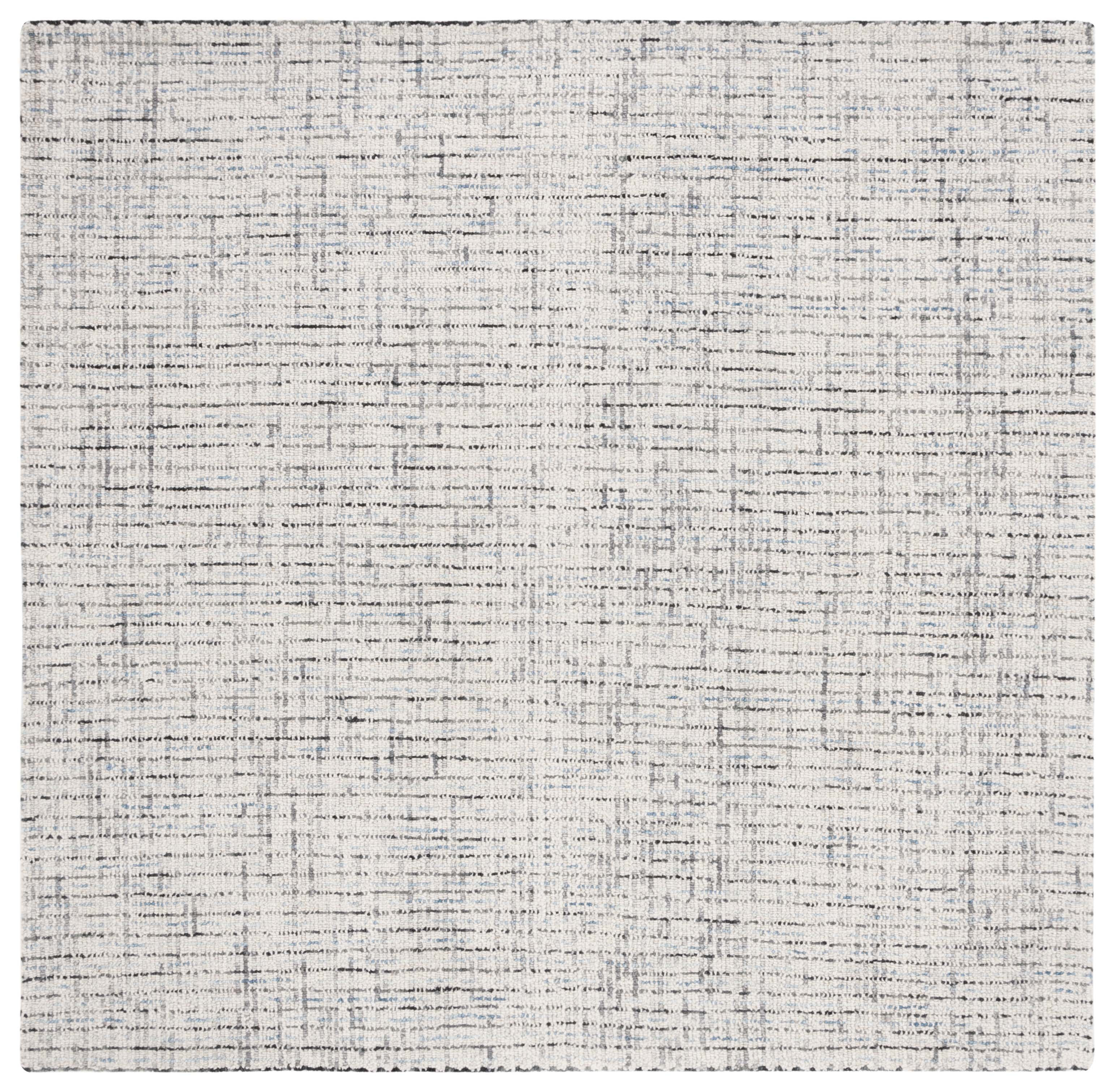 SAFAVIEH Abstract Delia Geometric Striped Wool Area Rug, Grey/Ivory, 8' x 8' Square