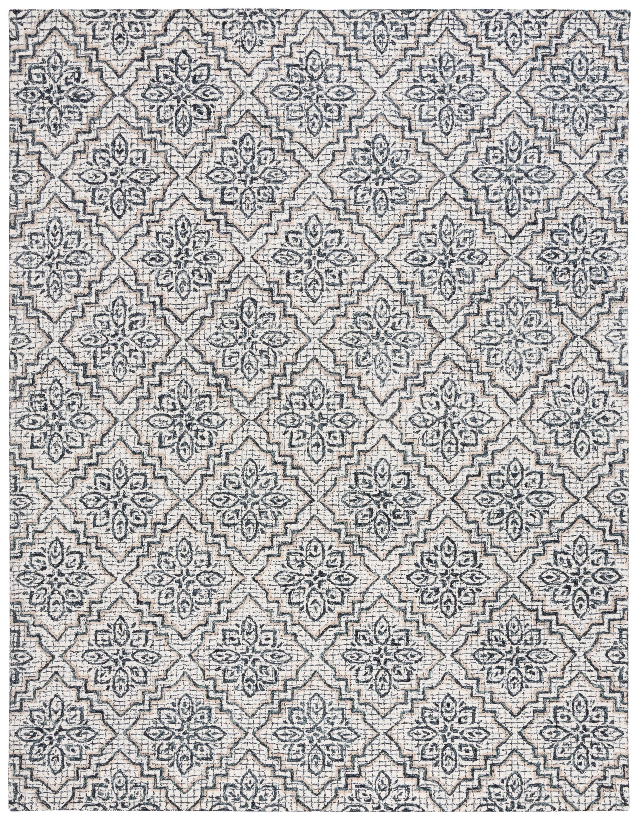 SAFAVIEH Abstract Drew Abstract Wool Area Rug, Ivory/Navy, 8' x 10'