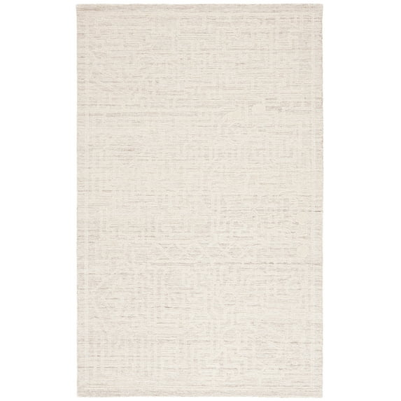 Abstract Ivory & Beige Handmade Wool Rug 4' x 6'