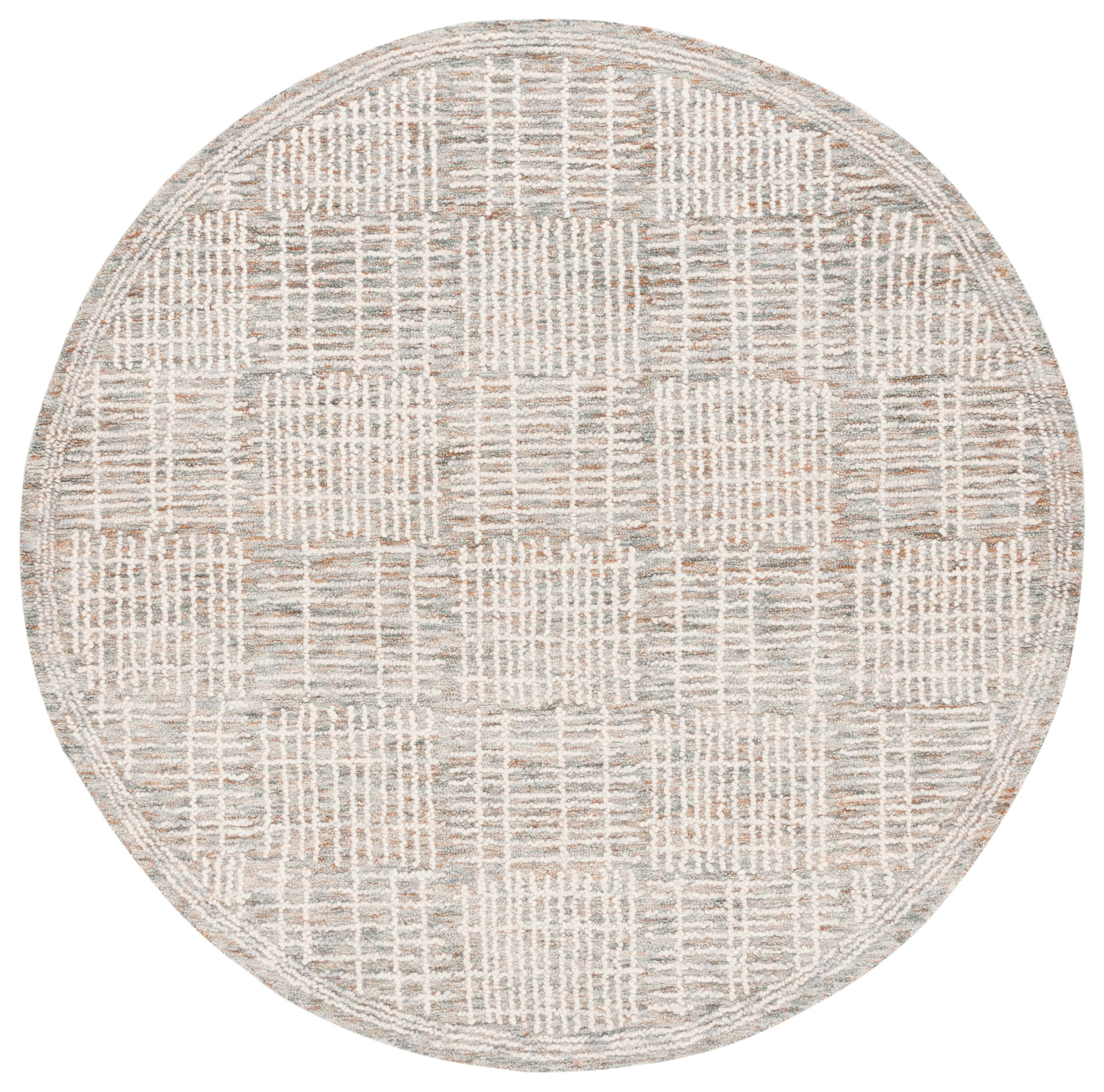 SAFAVIEH Abstract Milan Striped Area Rug, Brown/Ivory, 6' x 6' Round