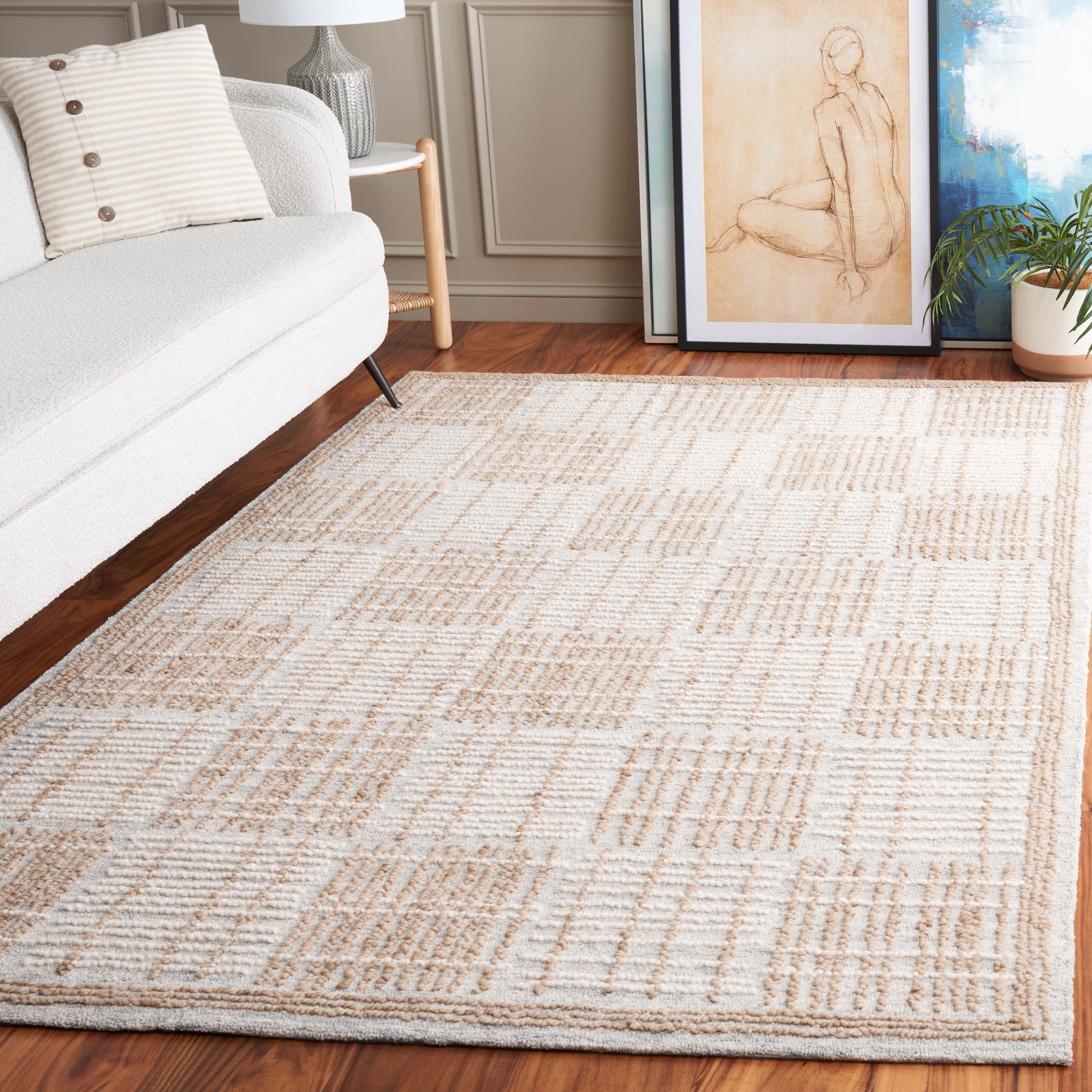 SAFAVIEH Abstract Milan Striped Area Rug, Sage/Taupe, 9' x 12'