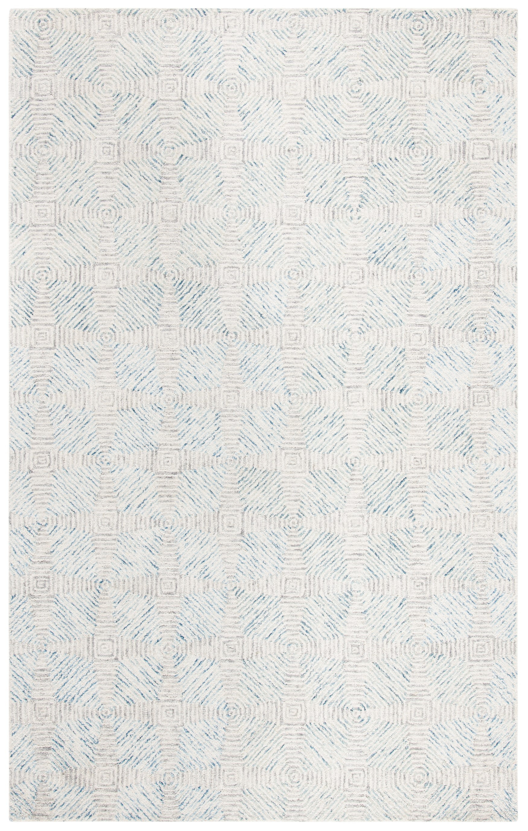 SAFAVIEH Abstract Qendro Geometric Area Rug, Ivory/Light Blue, 4' x 6'