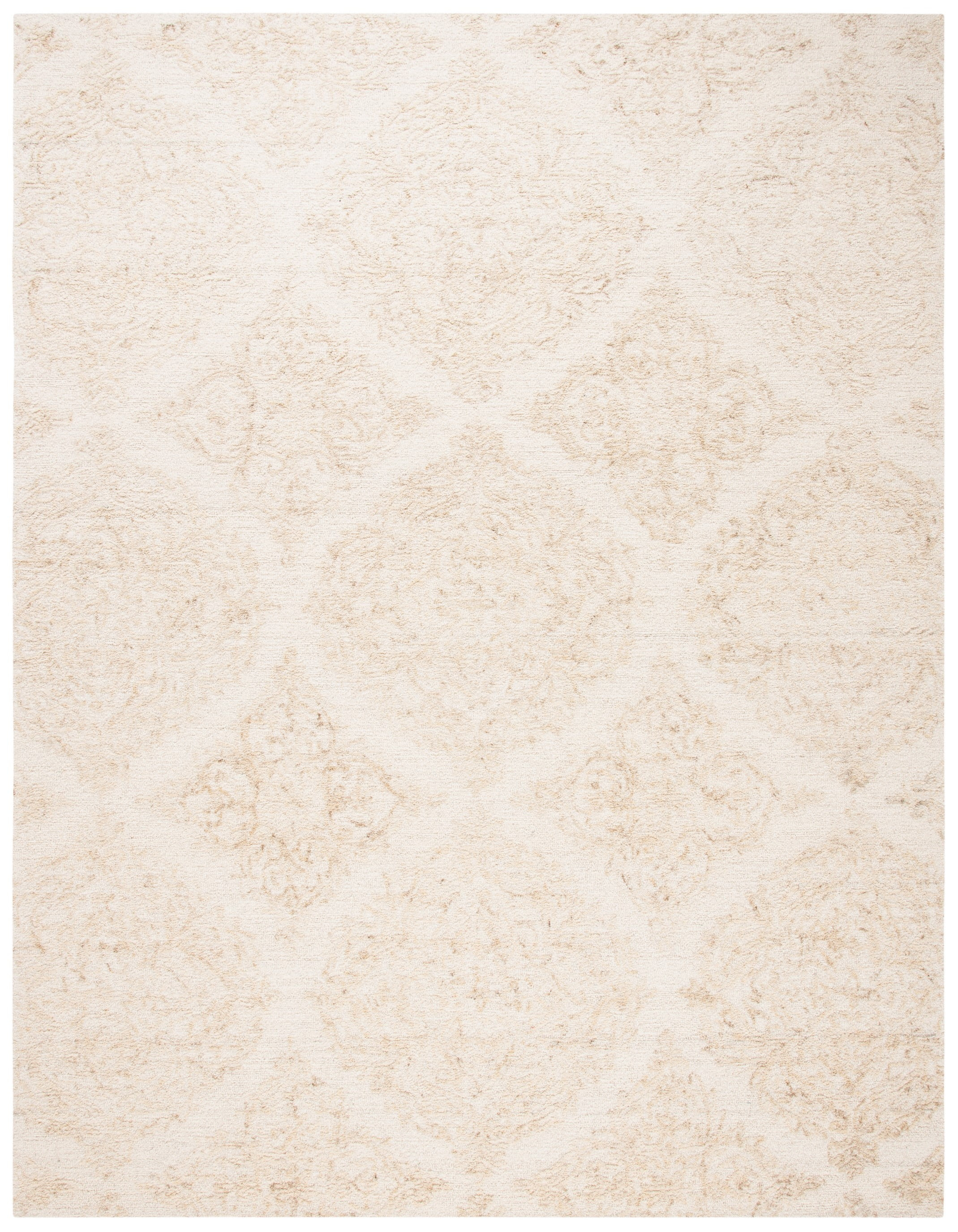 SAFAVIEH Abstract Rachelle Trellis Wool Area Rug, Ivory/Beige, 11' x 15'