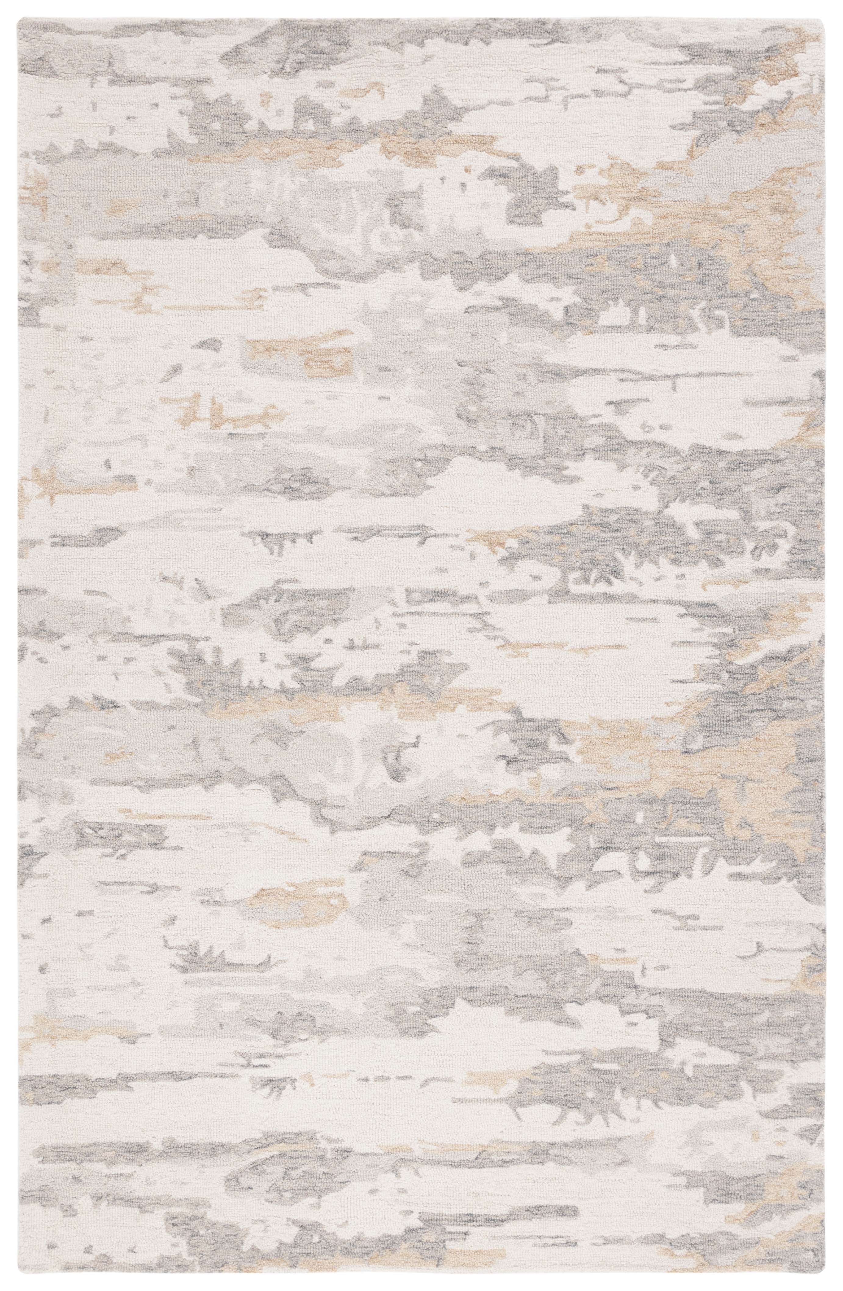 SAFAVIEH Abstract Seachlann Distressed Abstract Wool Area Rug, Ivory/Grey, 6' x 9'