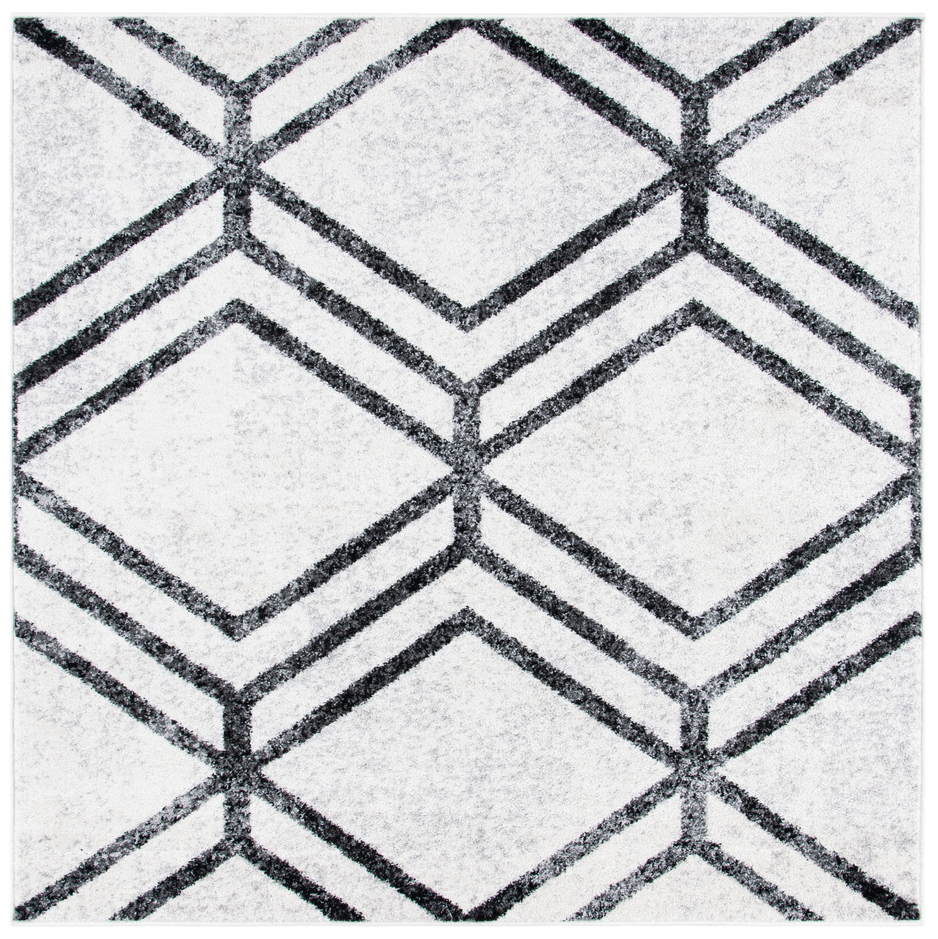 SAFAVIEH Adirondack Bailey Geometric Area Rug, Ivory/Charcoal, 10' x 10' Square