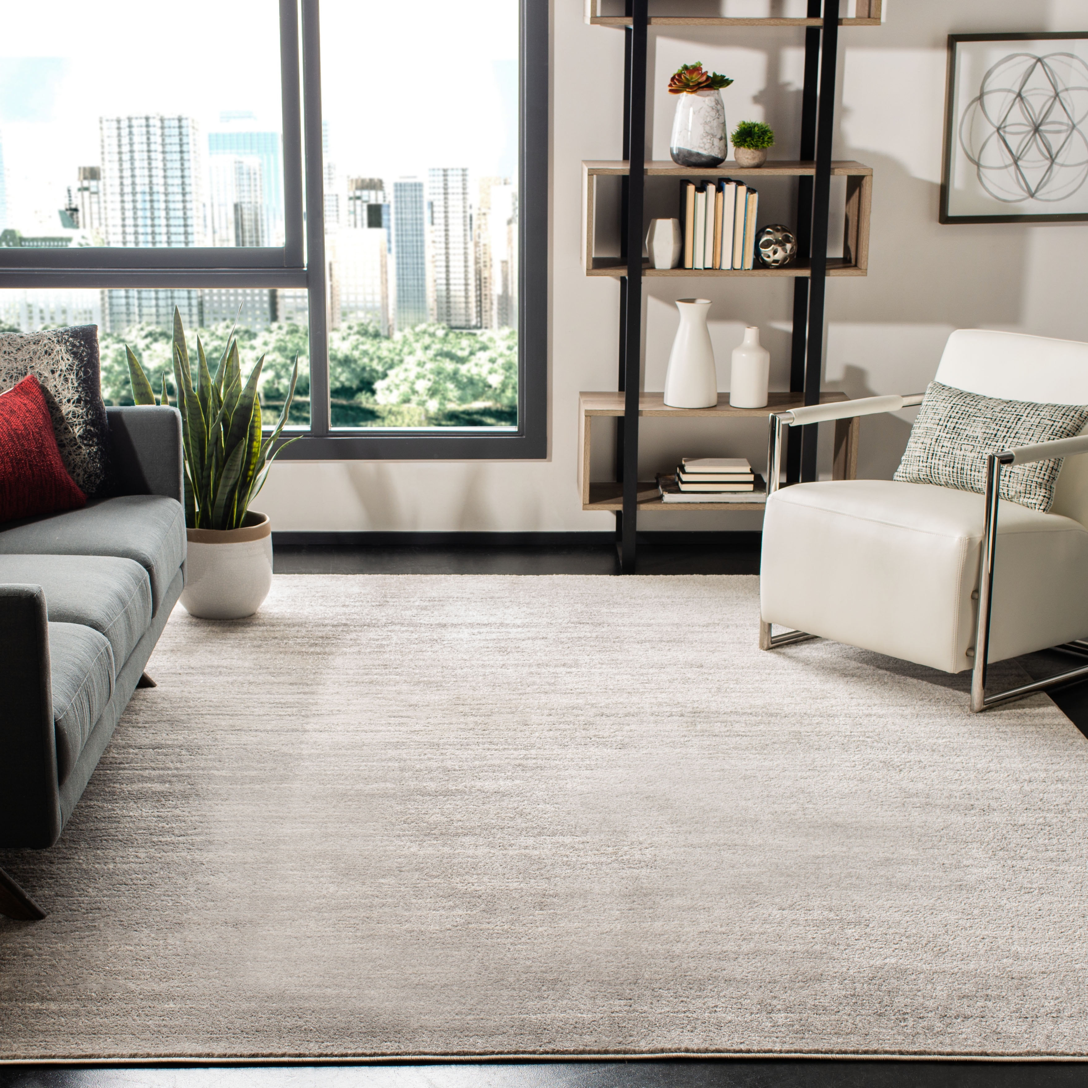 SAFAVIEH Adirondack Esmond Striped Area Rug, Ivory/Silver, 11' x 11' Square