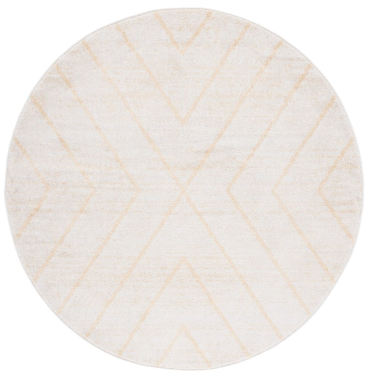SAFAVIEH Adirondack Evonne Geometric Area Rug, Ivory/Gold, 6' x 6' Round