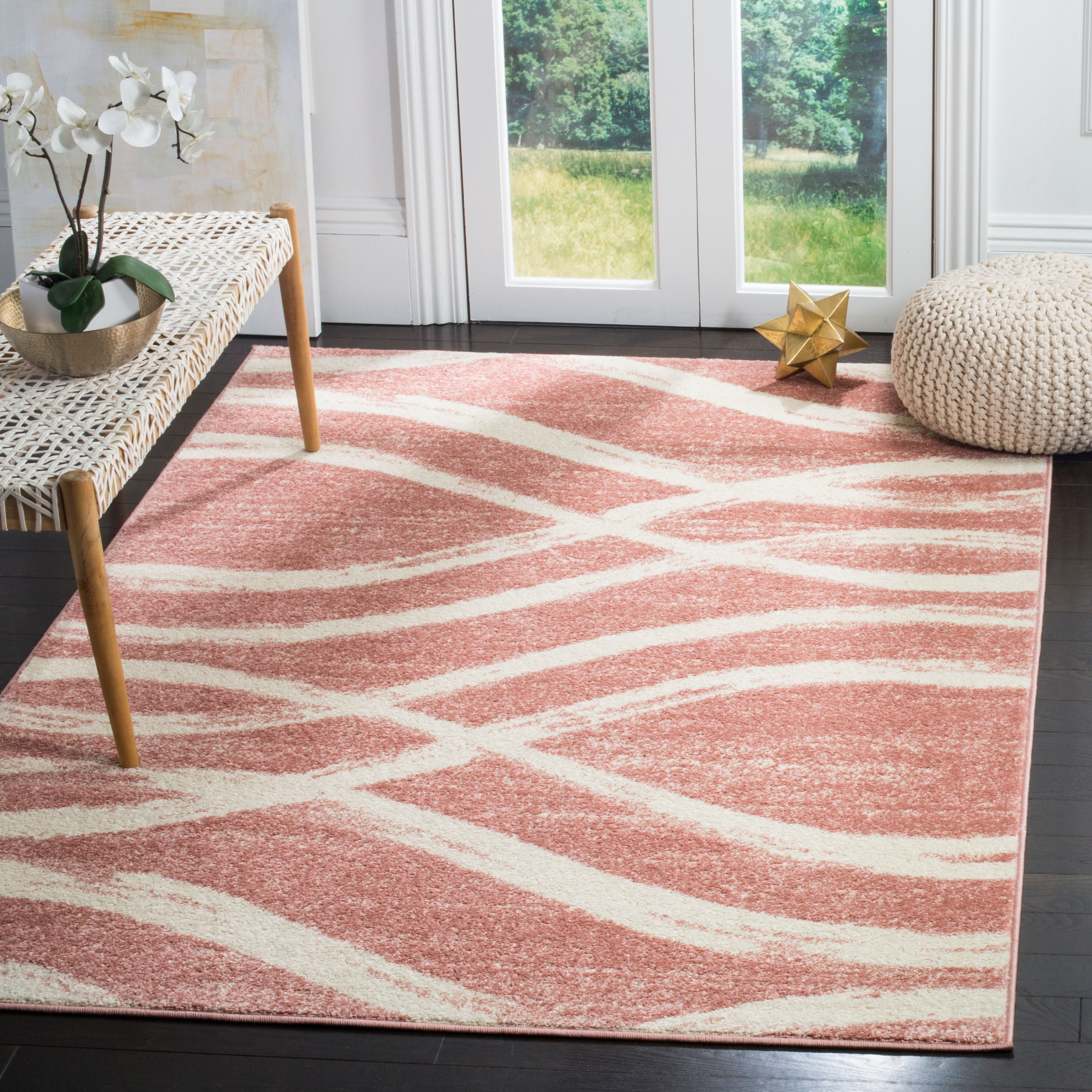 SAFAVIEH Adirondack Isidor Geometric Area Rug, Rose/Cream, 9' x 12'