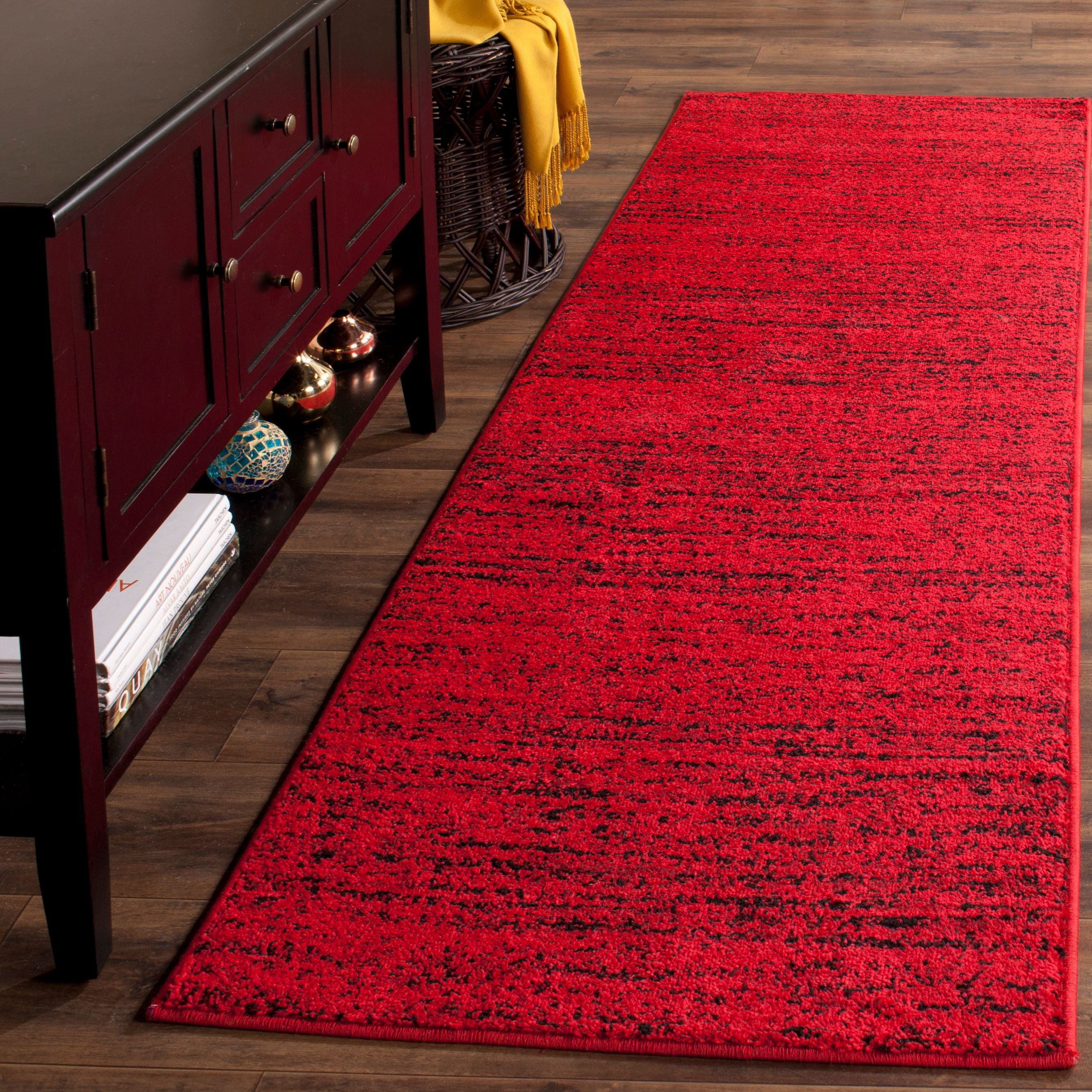 SAFAVIEH Adirondack Linnette Abstract Runner Rug, Red/Black, 2'6" x 10'