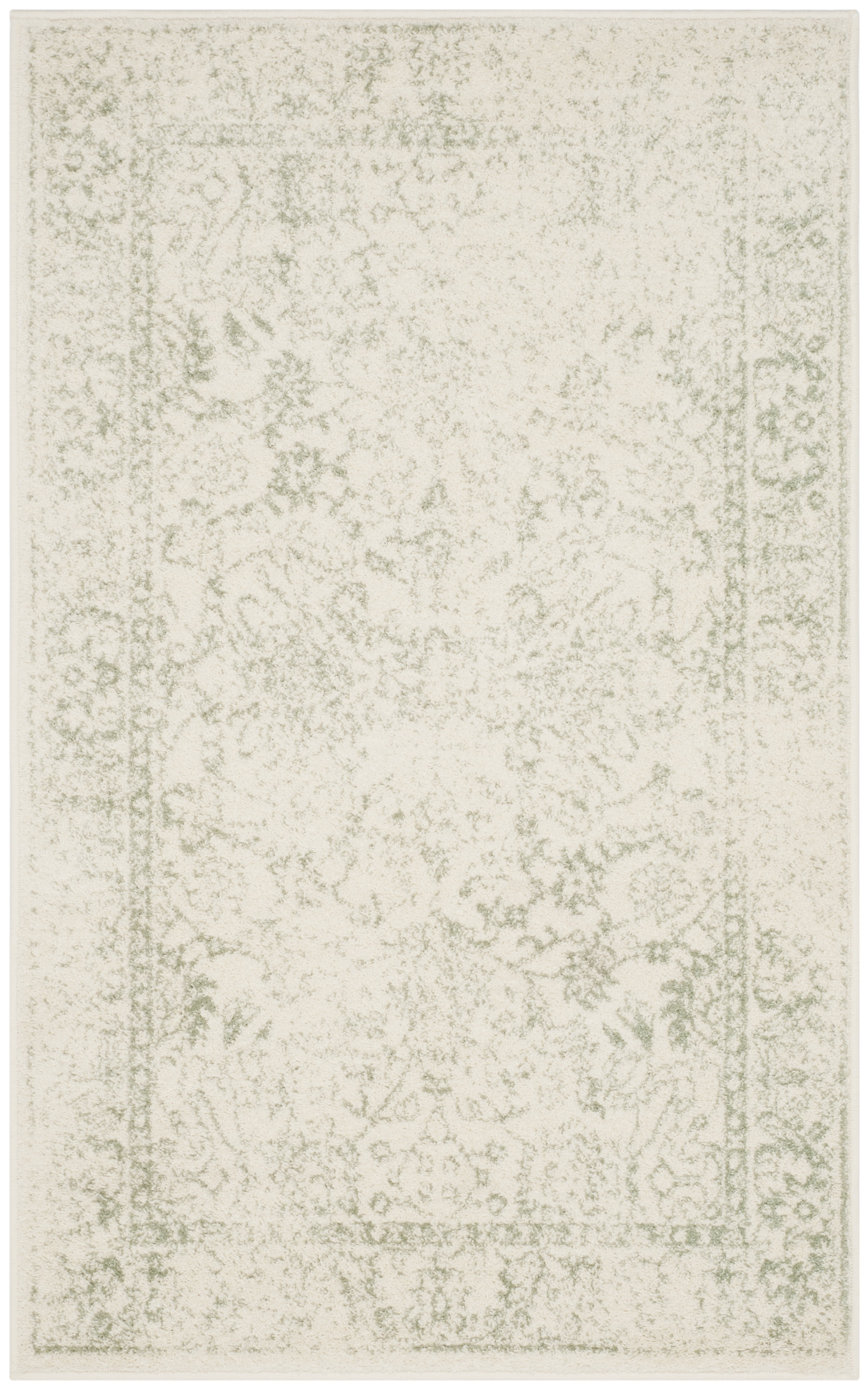 SAFAVIEH Adirondack Wyatt Distressed Area Rug, Ivory/Sage, 3' x 5'