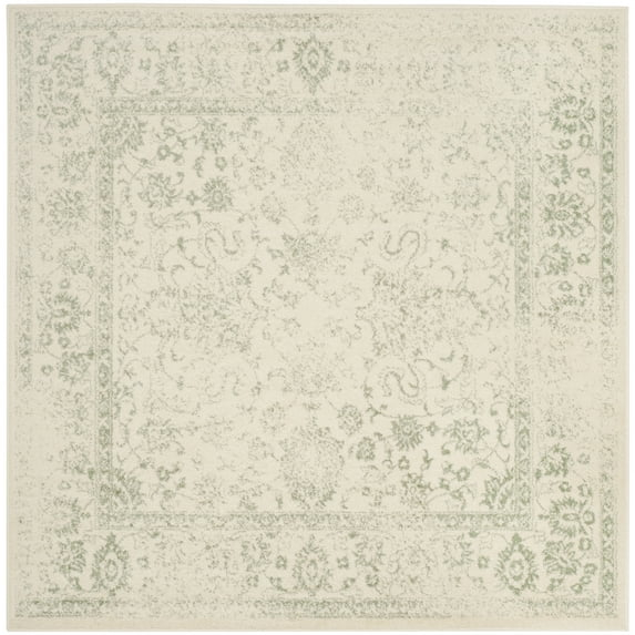 SAFAVIEH Adirondack Wyatt Traditional Distressed Area Rug, Ivory/Sage, 8' x 8' Square