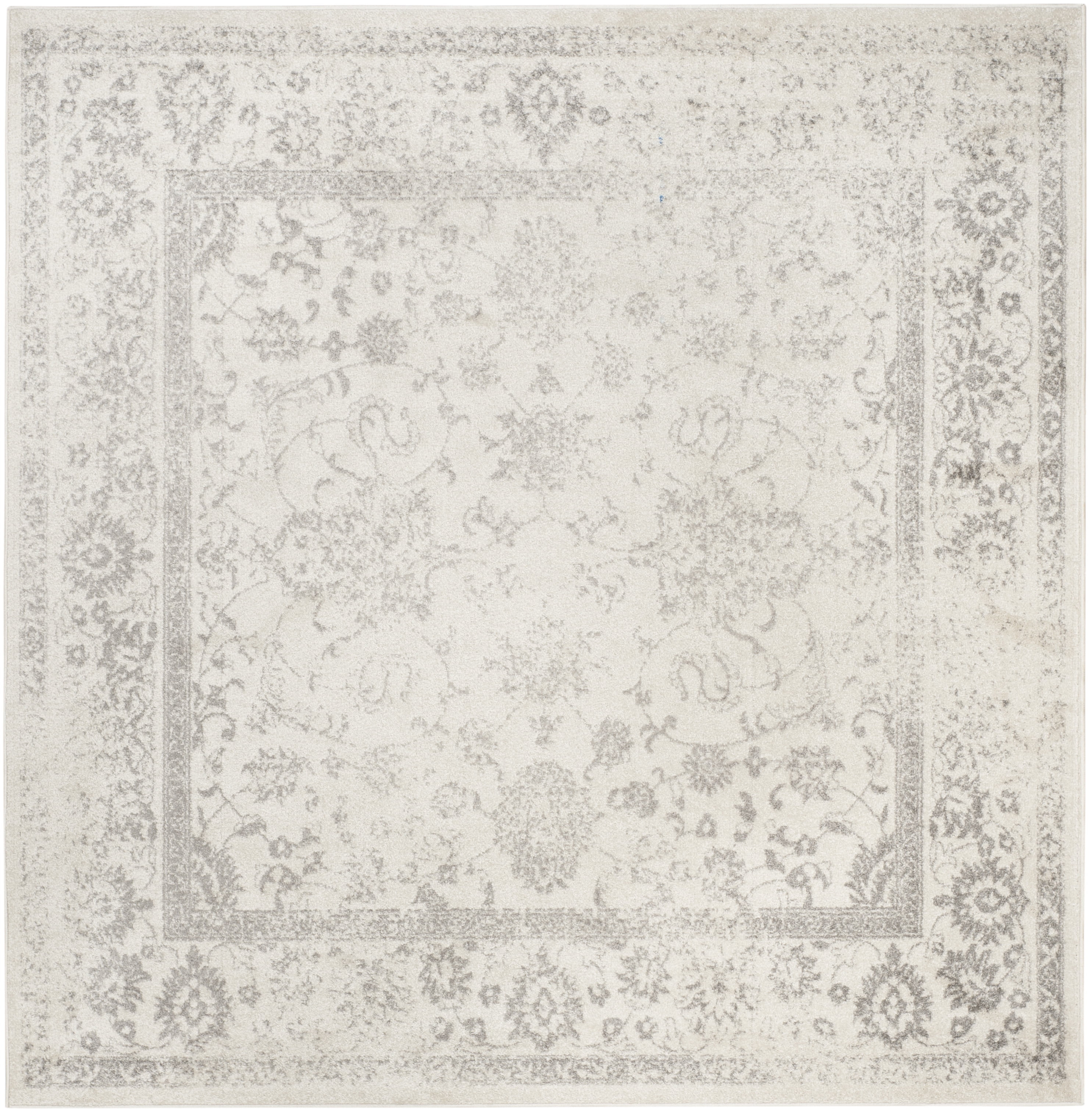 SAFAVIEH Adirondack Wyatt Traditional Area Rug, Ivory/Silver, 11' x 11' Square