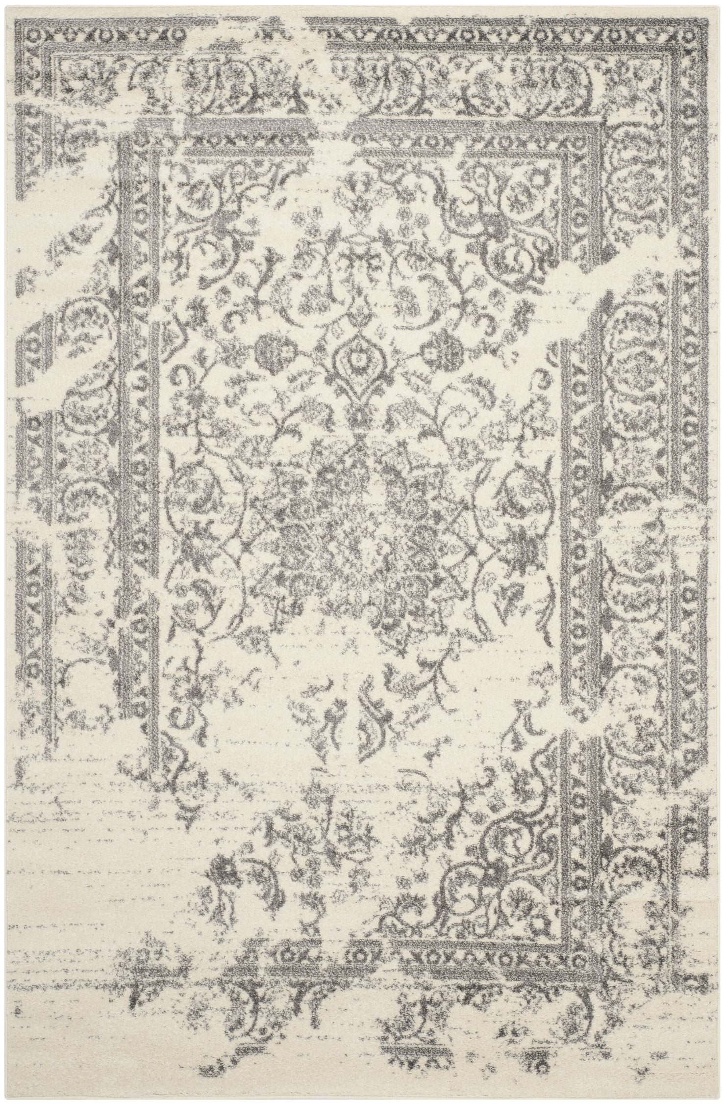 SAFAVIEH Adirondack Zoey Traditional Faded Area Rug, Ivory/Silver, 11' x 15'