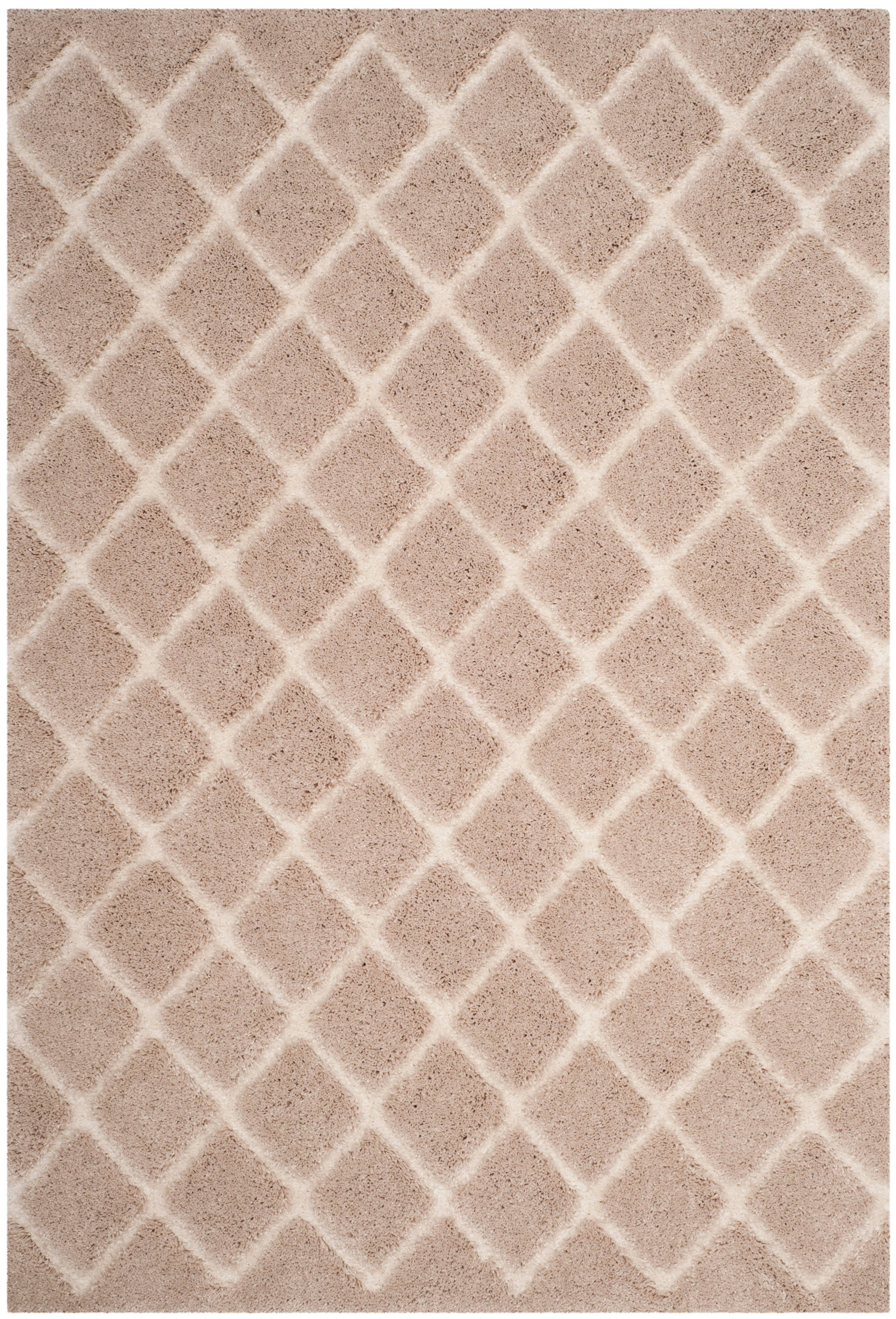 SAFAVIEH Adriana Anwar Geometric Diamonds Shag Area Rug, Beige/Cream, 3' x 5'