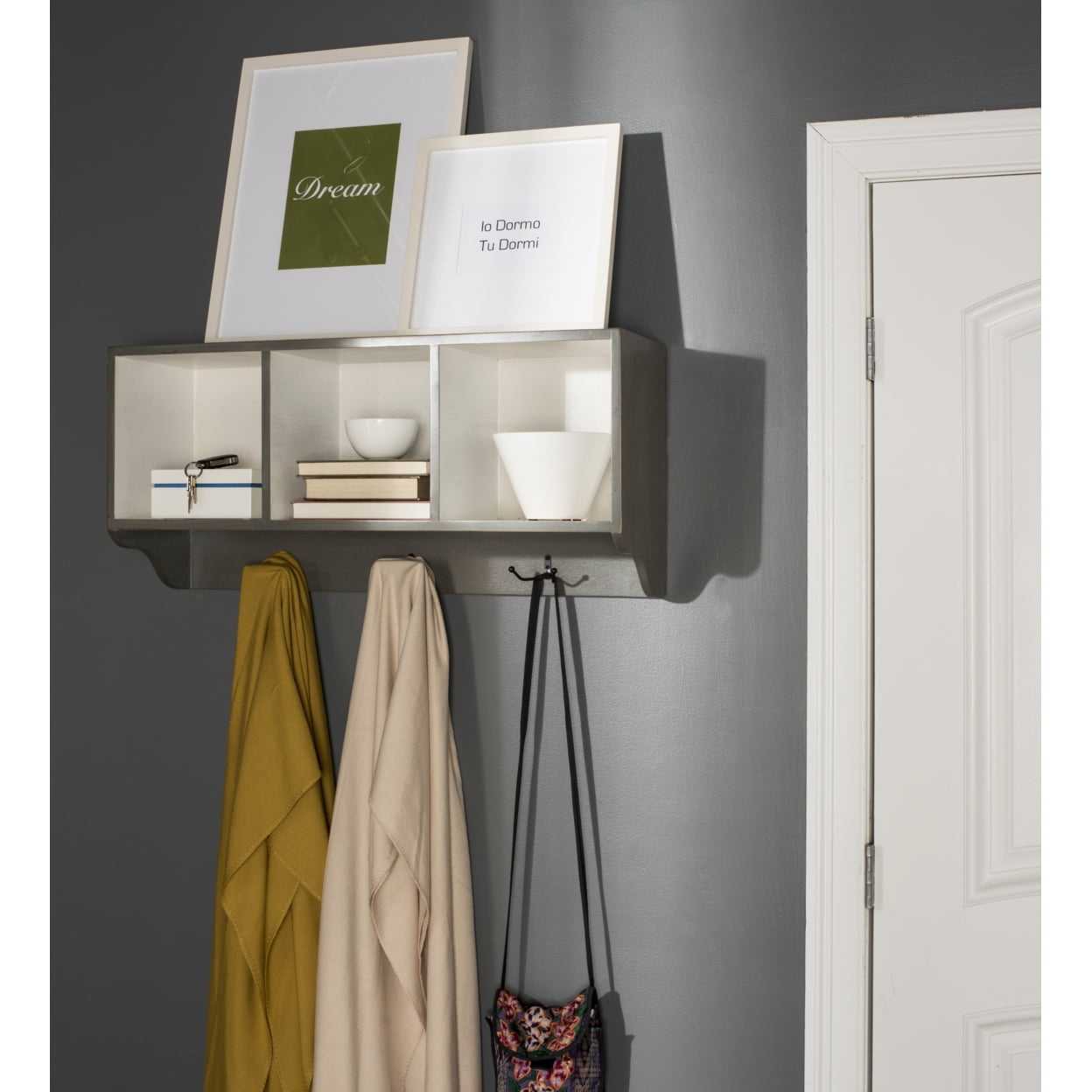 SAFAVIEH Alice Wall Shelf With Storage Compartments Ash Grey