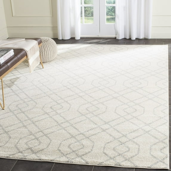 SAFAVIEH Amherst Roseann Geometric Area Rug, Ivory/Light Grey, 9' x 12'