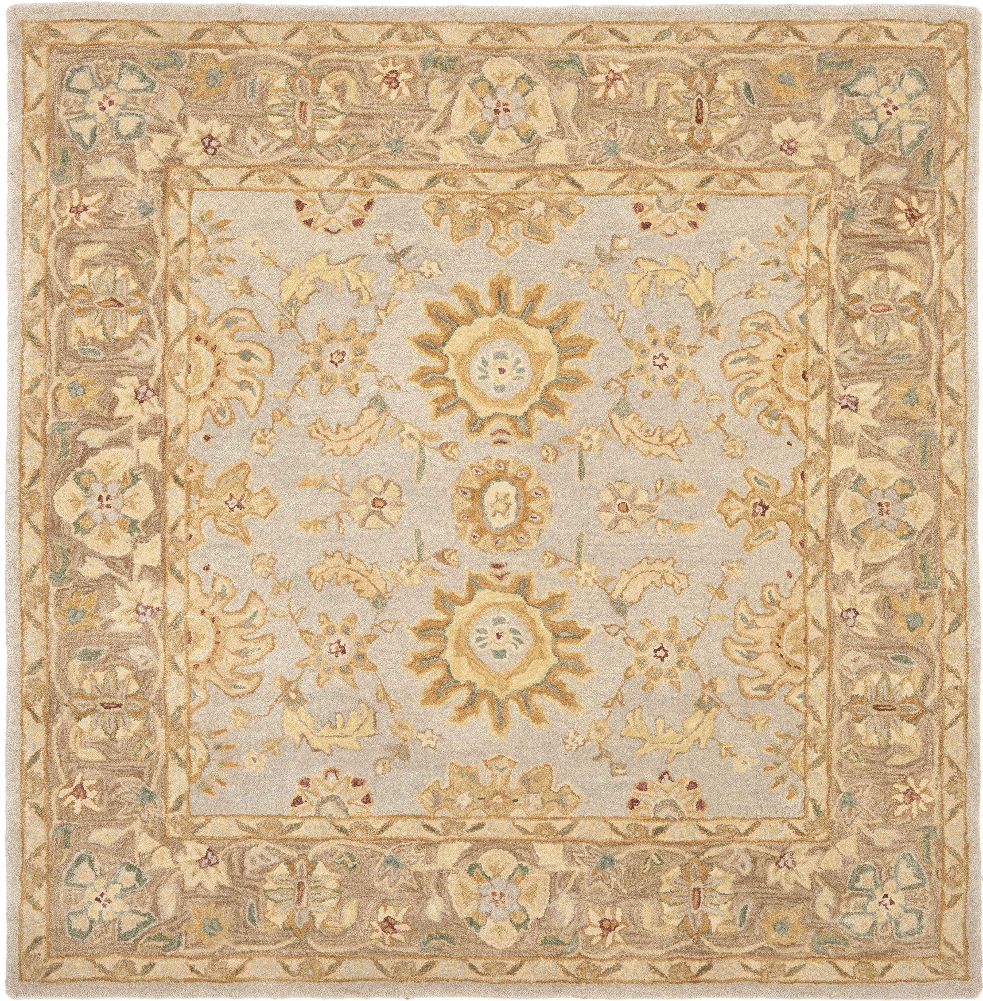 SAFAVIEH Anatolia Shelby Traditional Wool Area Rug, Teal/Brown, 6' x 6' Square