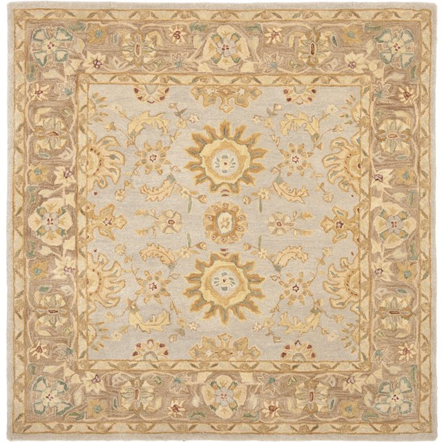 SAFAVIEH Anatolia Shelby Traditional Wool Area Rug, Teal/Brown, 6' x 6' Square