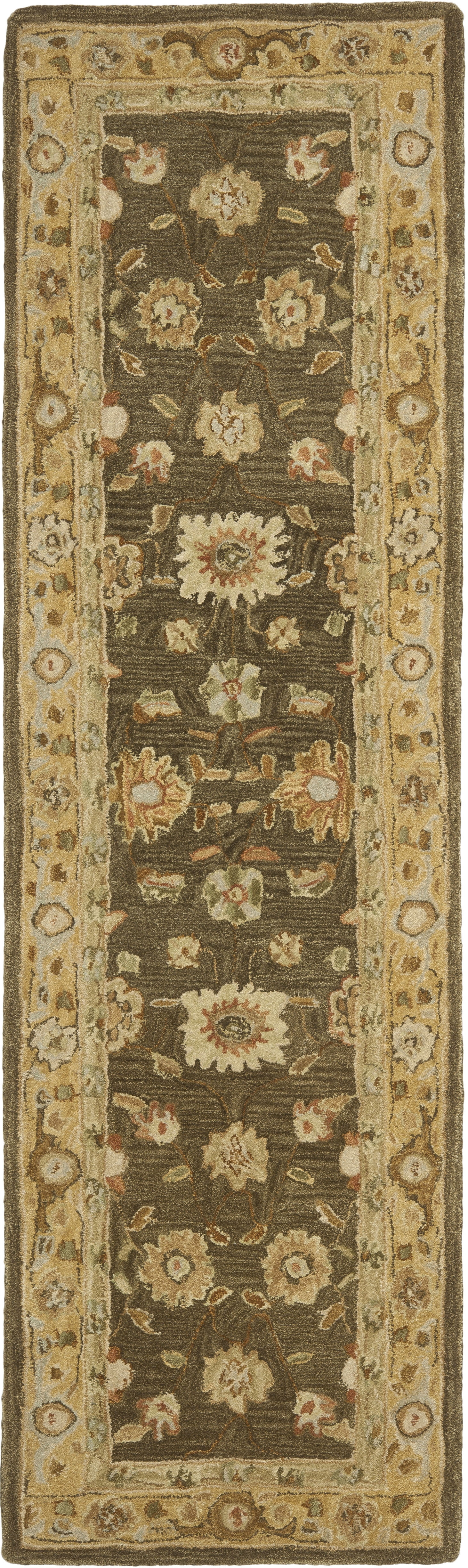 SAFAVIEH Anatolia Sherman Floral Wool Runner Rug, Brown/Taupe, 2'3" x 8'