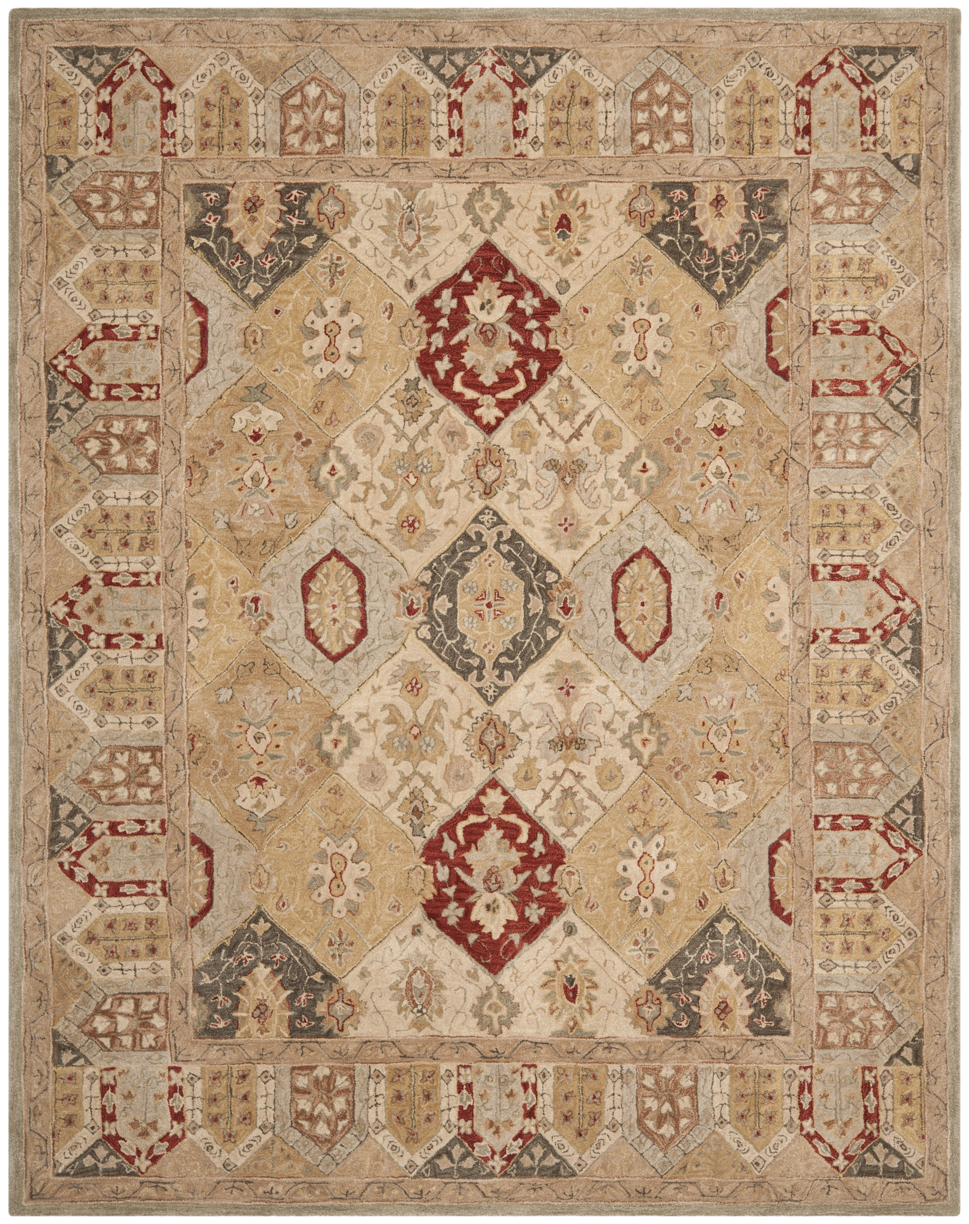 SAFAVIEH Anatolia Taylor Floral Wool Area Rug, Beige/Multi, 9' x 12'