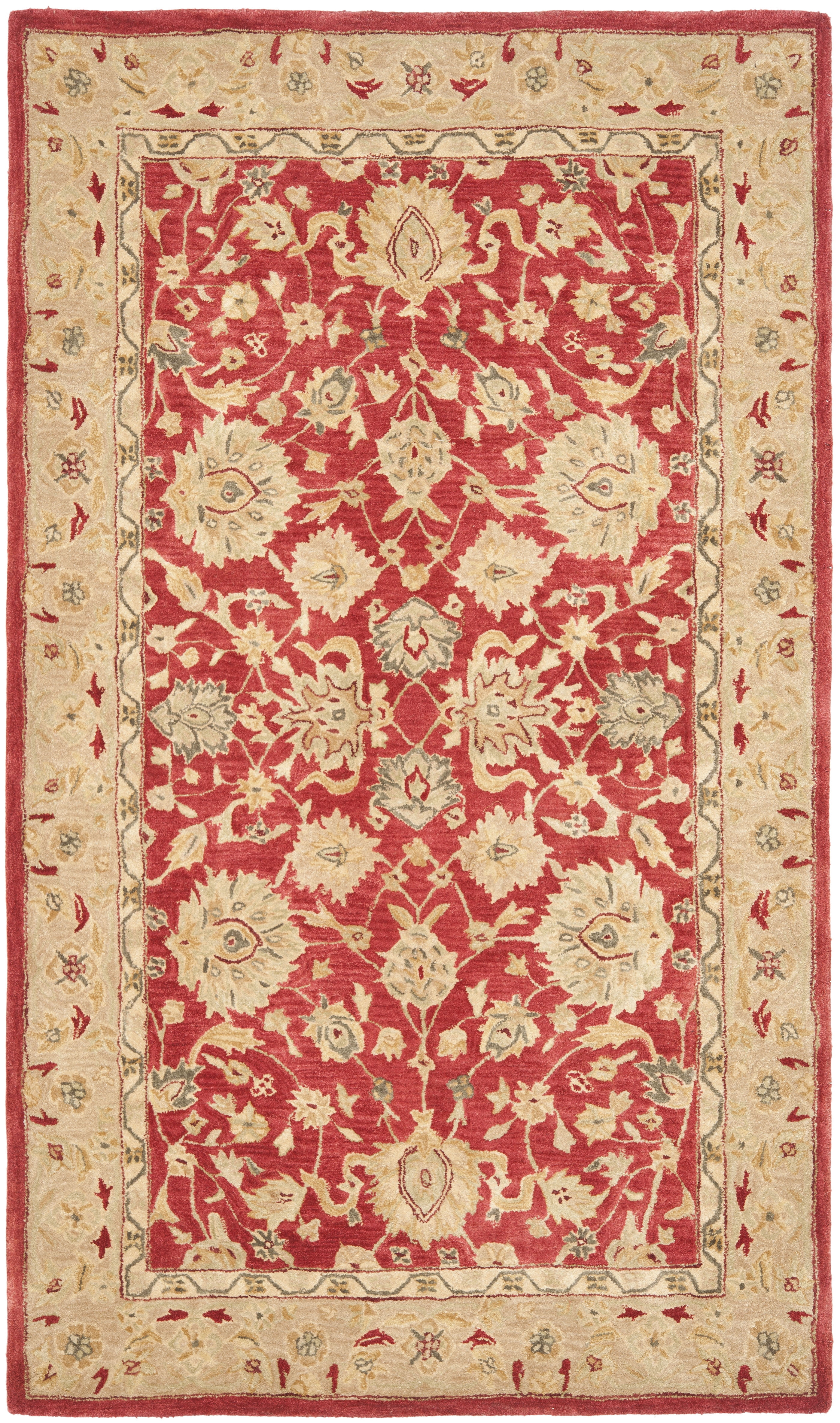 SAFAVIEH Anatolia Tracy Traditional Wool Area Rug, Red/Ivory, 9'6" x 13'6"