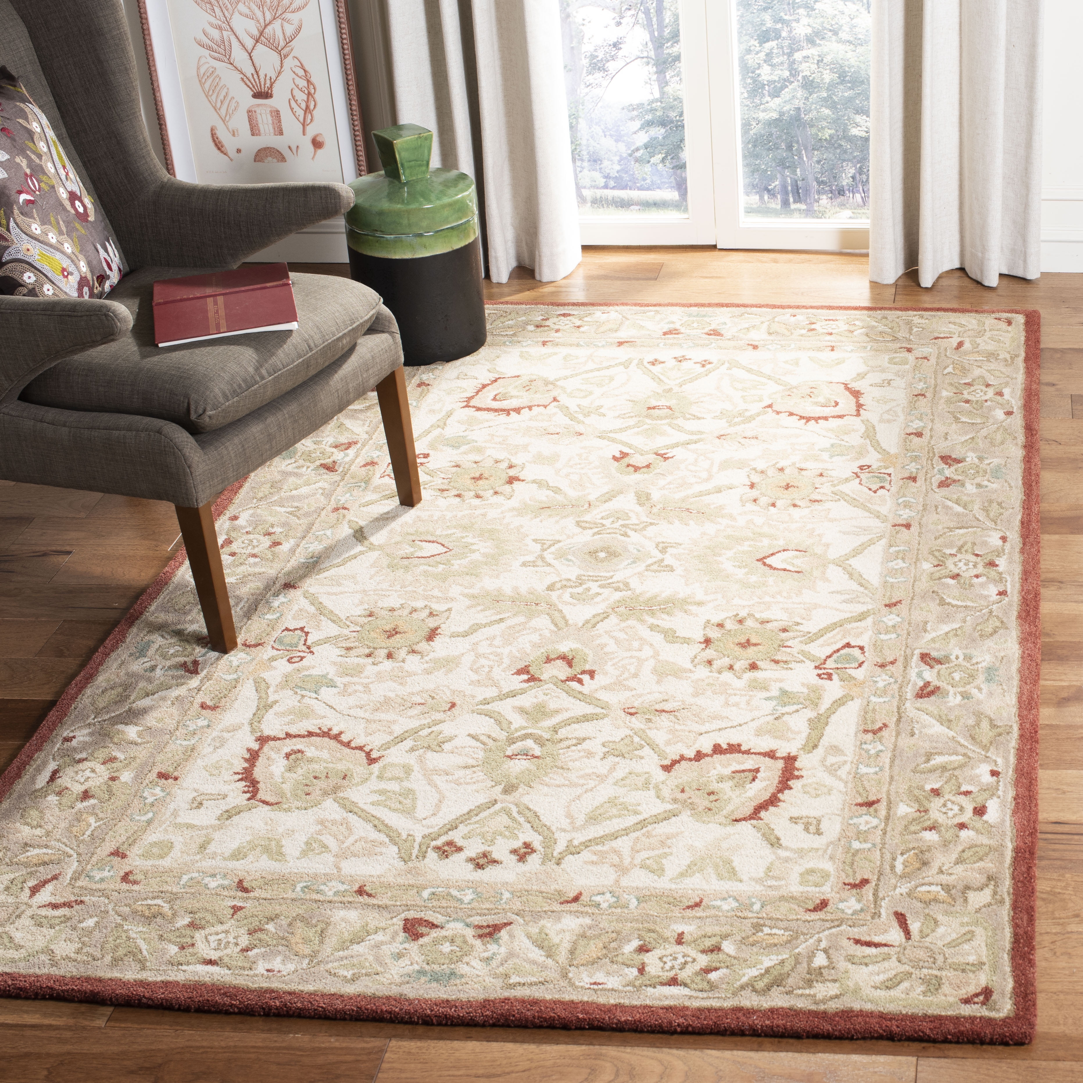 SAFAVIEH Anatolia Venice Traditional Wool Area Rug, Beige/Rust, 8' x 10'