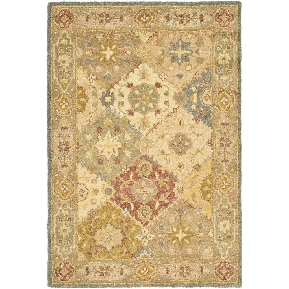 SAFAVIEH Antiquity Augustin Transitional Bordered Wool Area Rug, Multi/Beige, 4' x 6'