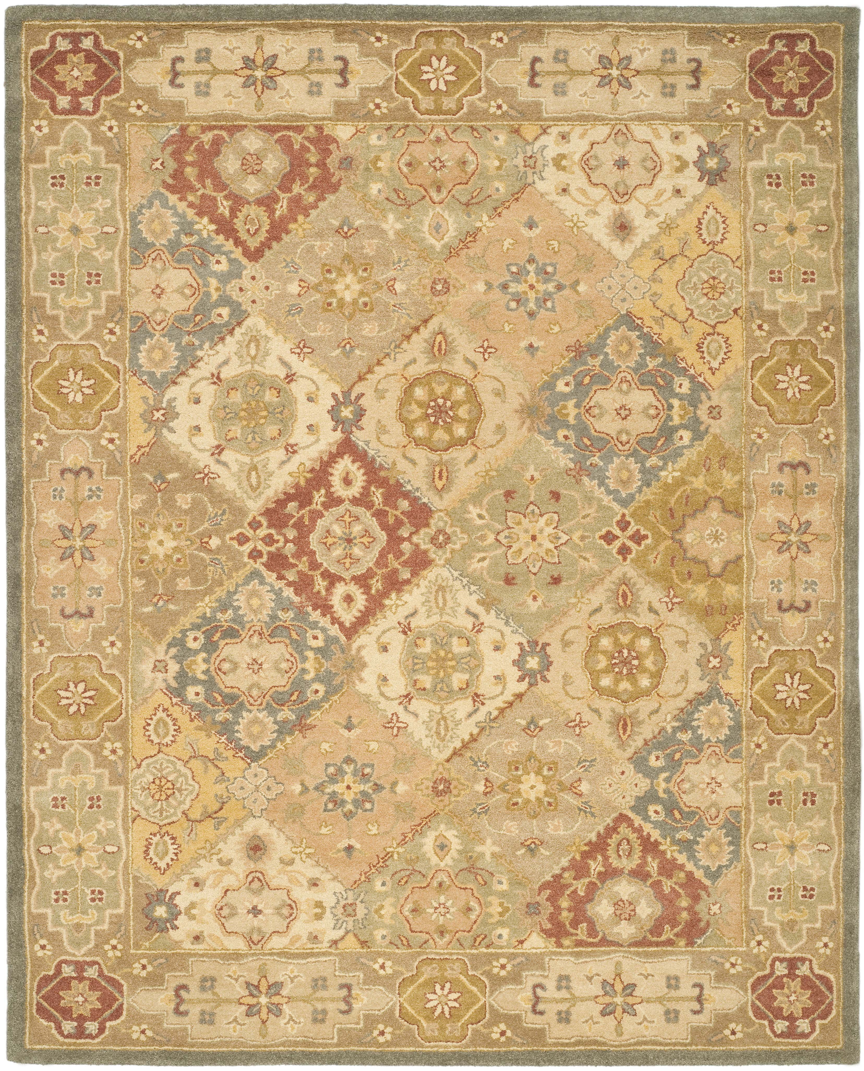 SAFAVIEH Antiquity Augustin Transitional Bordered Wool Area Rug, Multi/Beige, 9'6" x 13'6"