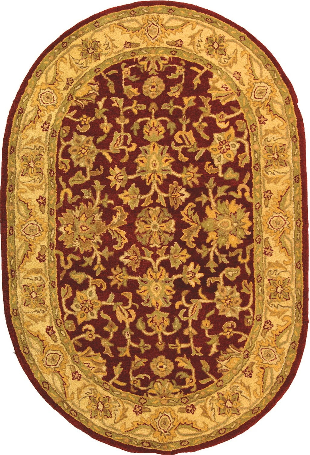 Antiquity AT312 Hand Tufted Area Rug - Red/Gold - 7'6"x9'6" Oval - Safavieh.