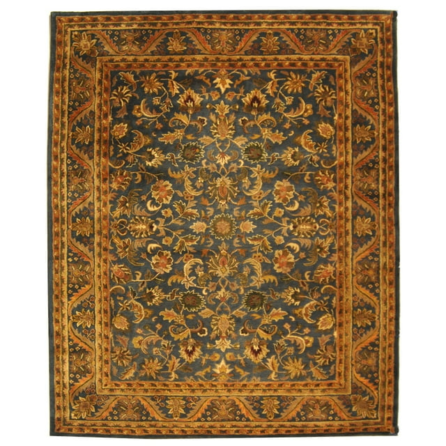 SAFAVIEH Antiquity Carmella Floral Bordered Wool Area Rug, Blue/Gold, 9' x 12'