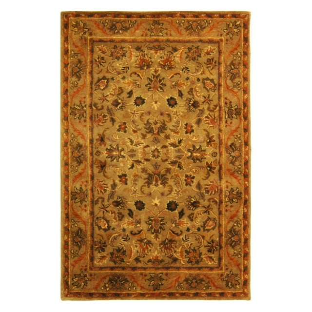 SAFAVIEH Antiquity Carmella Floral Bordered Wool Area Rug, Olive/Gold, 7'6" x 9'6"