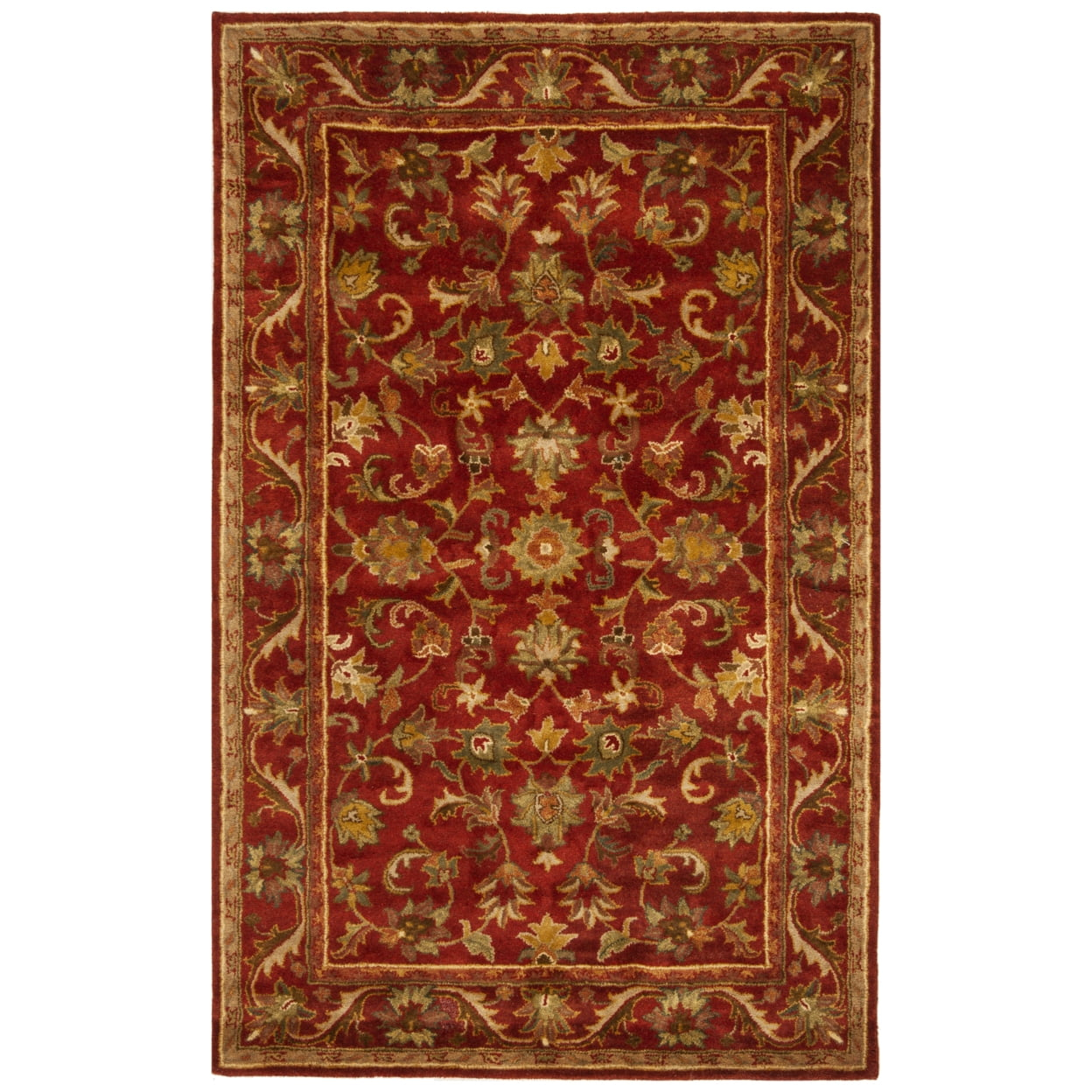 SAFAVIEH Antiquity Carmella Floral Bordered Wool Area Rug, Red, 12' x 15'