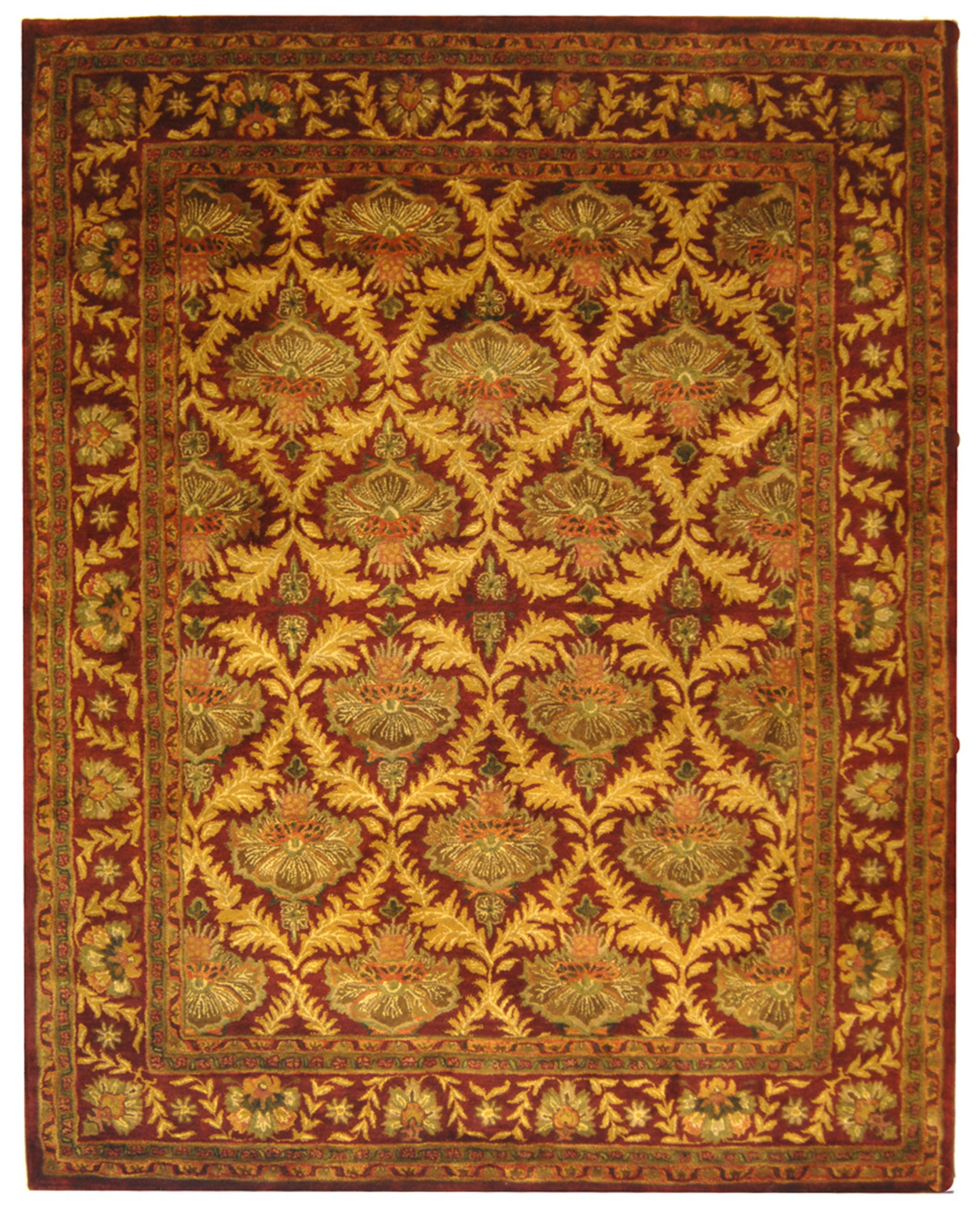 SAFAVIEH Antiquity Diarmait Traditional Floral Wool Area Rug, Wine/Gold, 8'3" x 11'