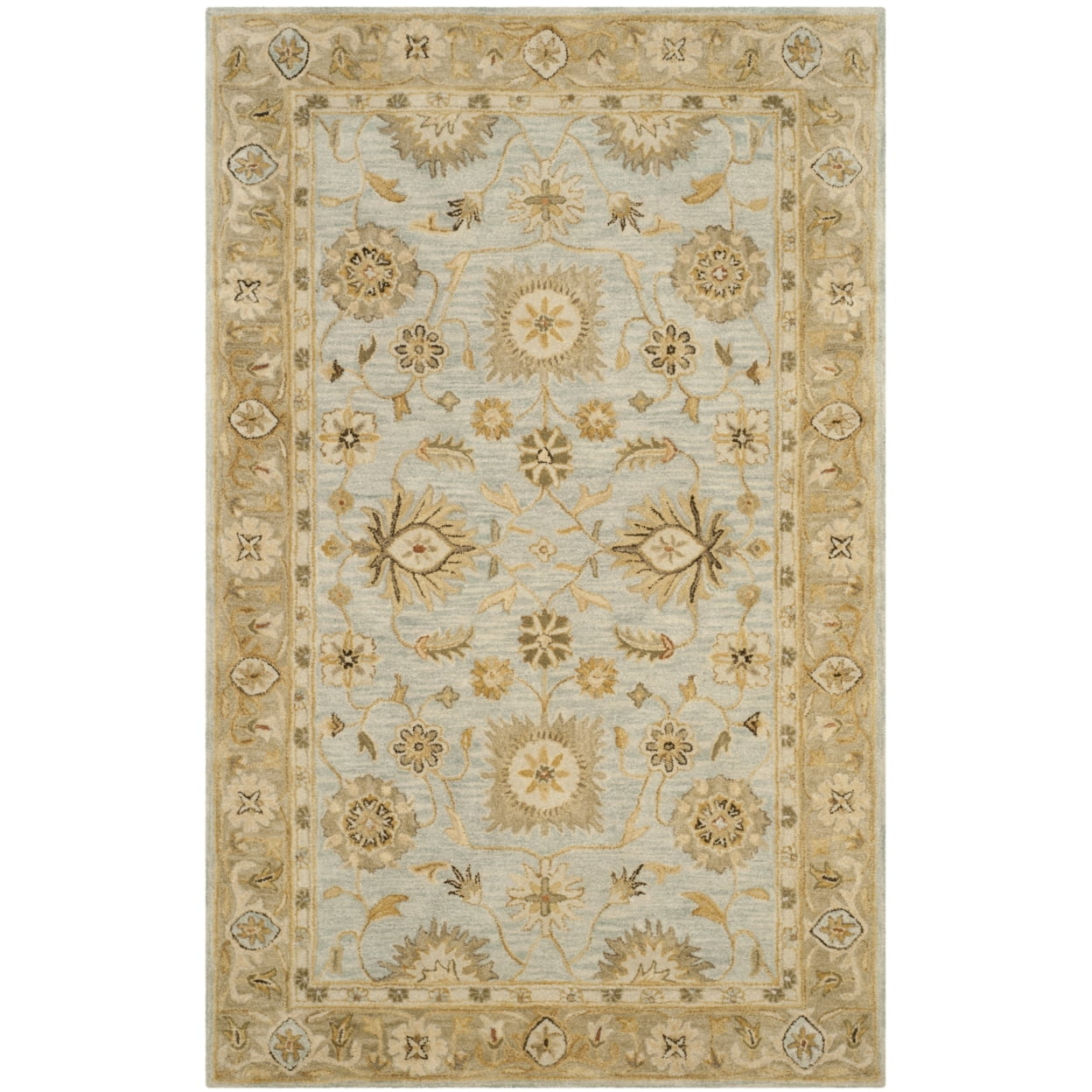 Antiquity AT856 Hand Tufted Area Rug - Light Blue/Sage - 4'x6' - Safavieh.