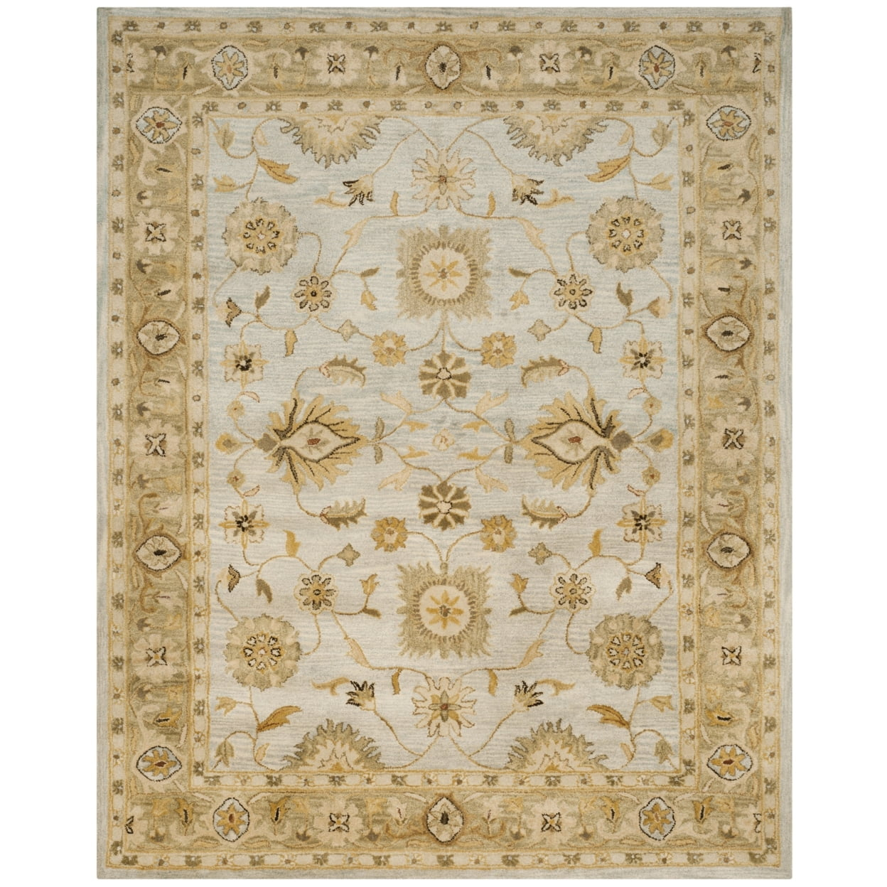 Antiquity AT856 Hand Tufted Area Rug - Light Blue/Sage - 8'3"x11' - Safavieh.