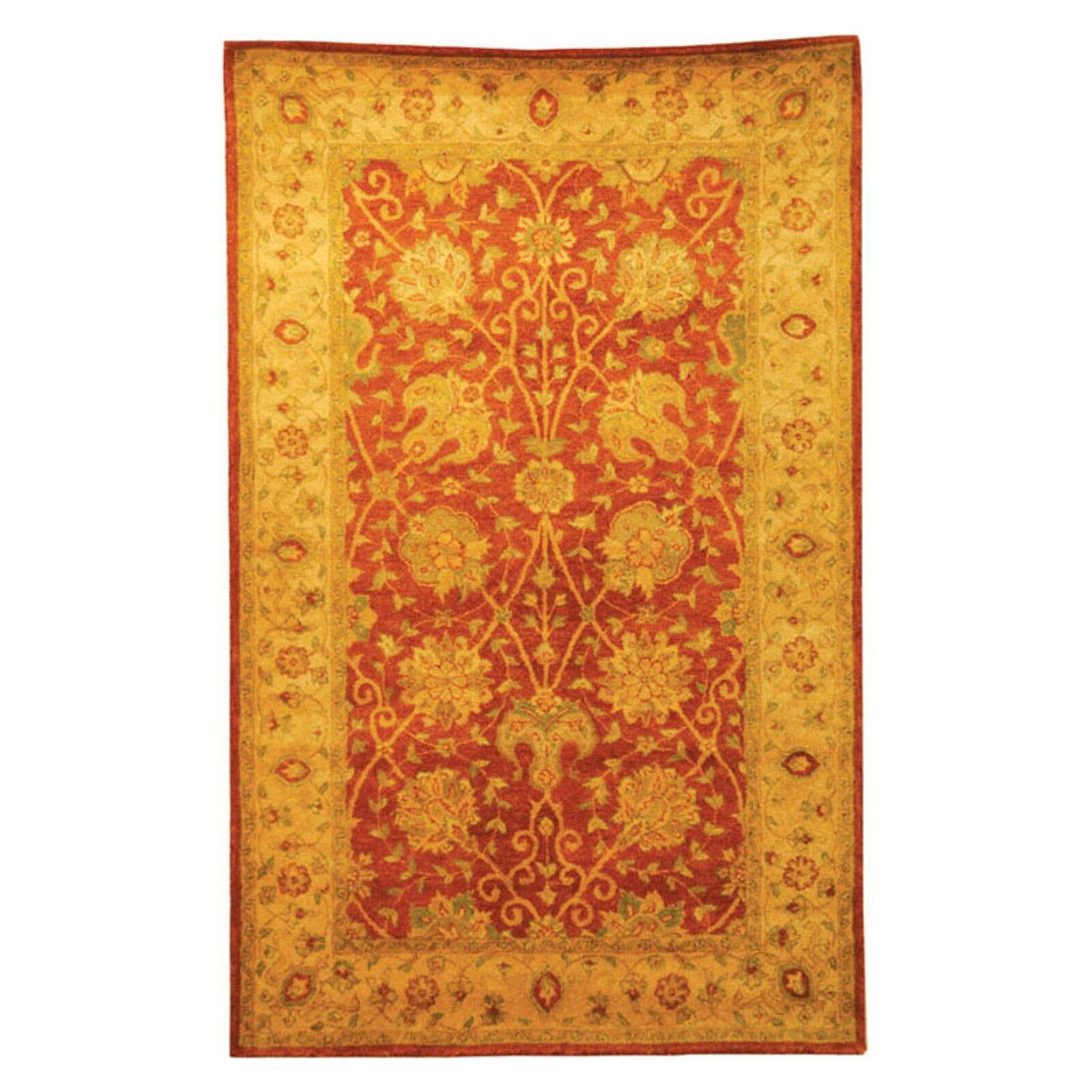 SAFAVIEH Antiquity Lilibeth Traditional Floral Wool Area Rug, Rust, 3'6" x 3'6" Round