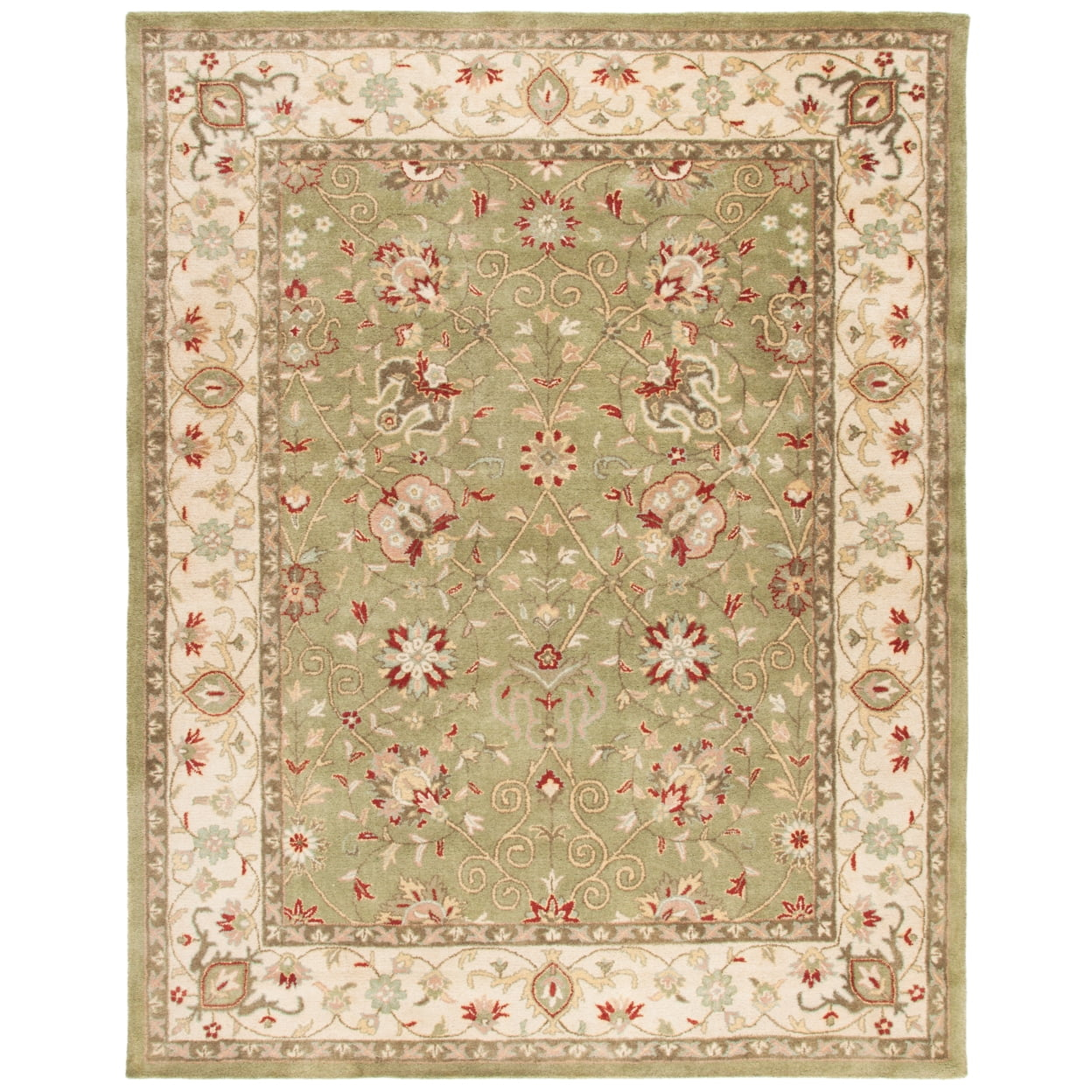 SAFAVIEH Antiquity Lilibeth Traditional Floral Wool Area Rug, Sage, 2'3" x 4'