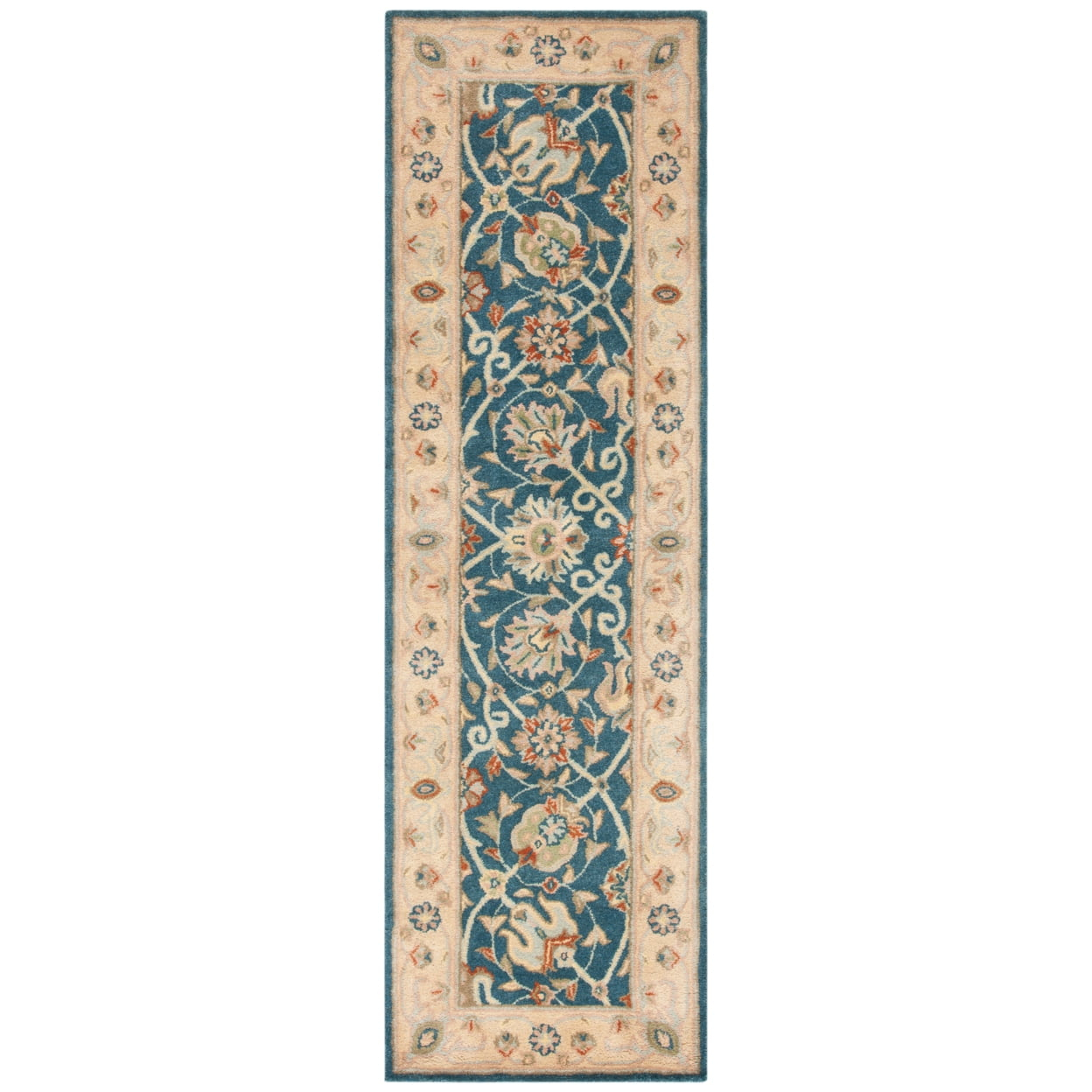 SAFAVIEH Antiquity Lilibeth Traditional Floral Wool Runner Rug, Blue, 2'3" x 10'
