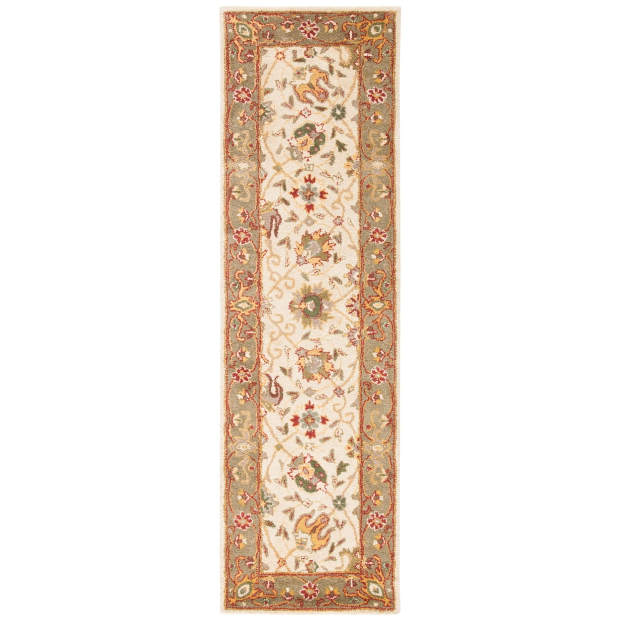 SAFAVIEH Antiquity Lilibeth Traditional Floral Wool Runner Rug, Ivory, 2'3" x 12'