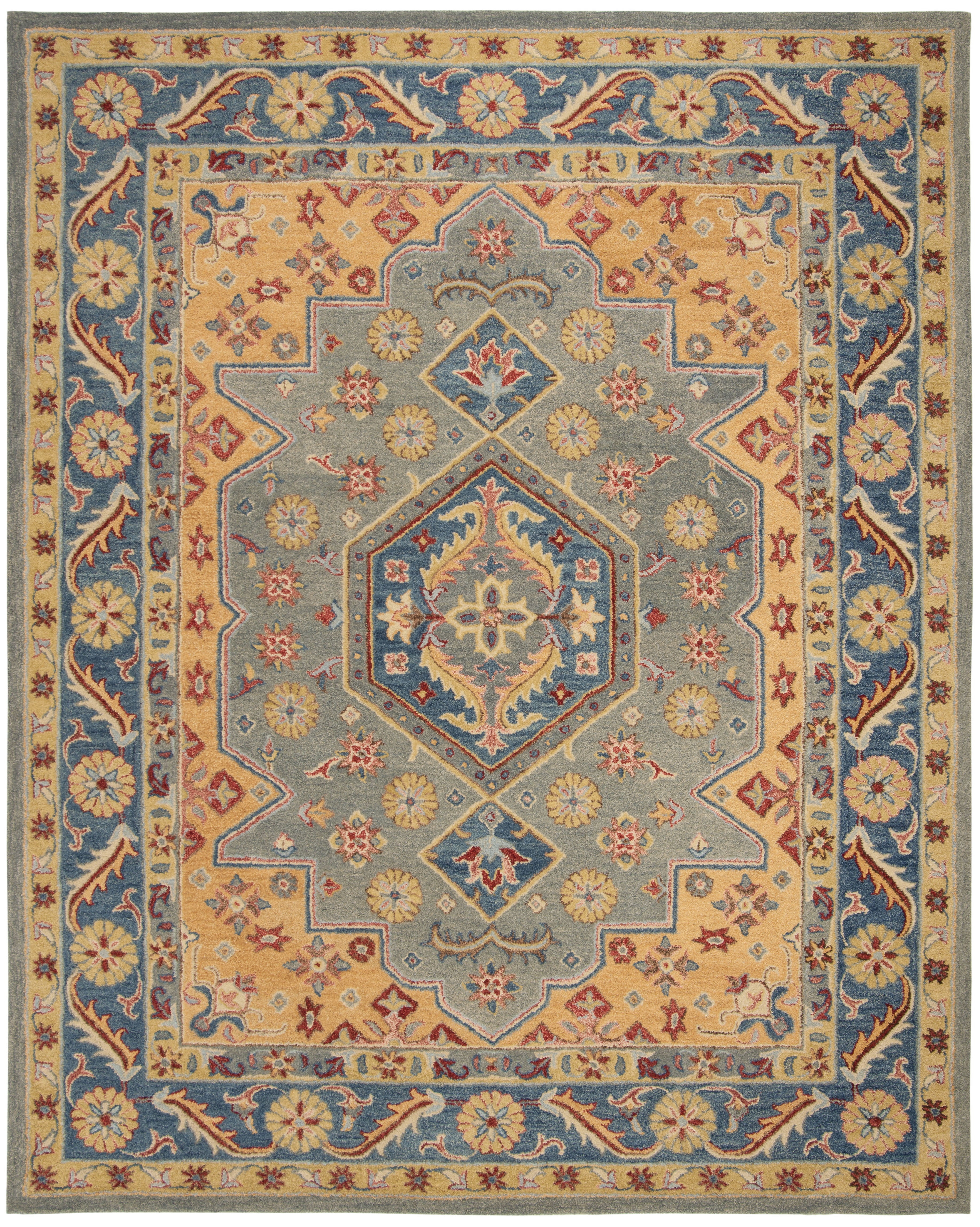 Antiquity AT504 Hand Tufted Area Rug - Blue/Gold - 8'x10' - Safavieh.