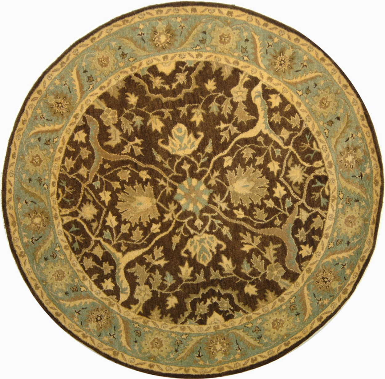 SAFAVIEH Antiquity Toireasa Oriental Wool Area Rug, Brown/Green, 6' x 6' Round