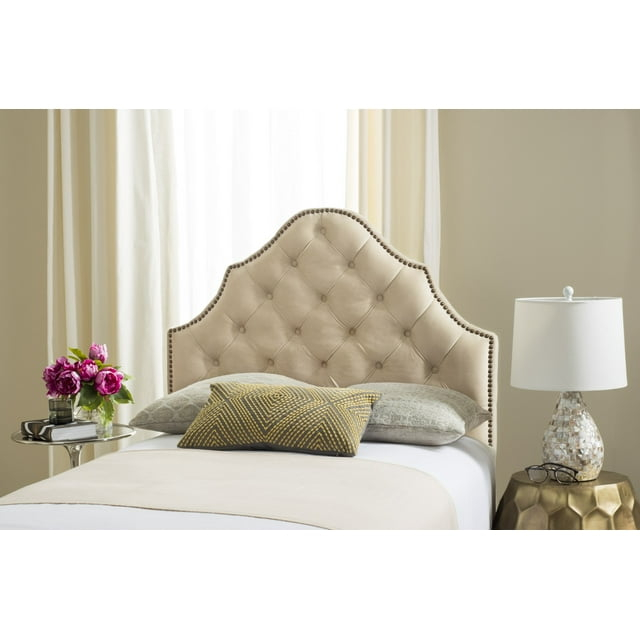 SAFAVIEH Arebelle Rustic Glam Tufted Headboard with Nail Heads, Twin, Buckwheat