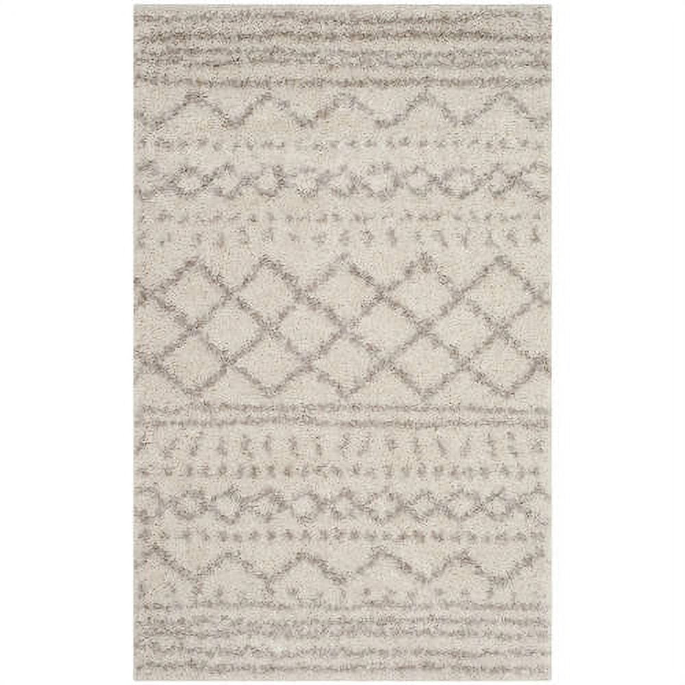 SAFAVIEH Arizona Teagan Geometric Striped Shag Area Rug, Ivory/Beige, 9' x 12'