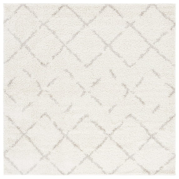 SAFAVIEH Arizona Zarif Geometric Shag Area Rug, Ivory/Beige, 11' x 11' Square