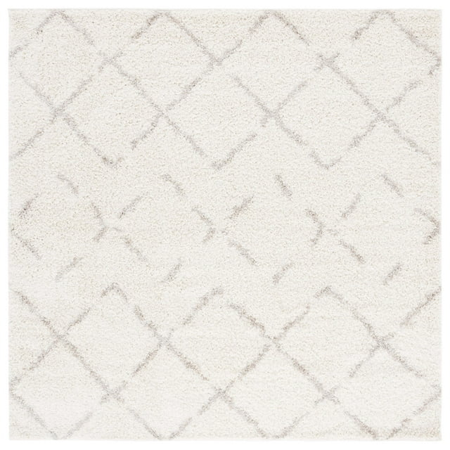 SAFAVIEH Arizona Zarif Geometric Shag Area Rug, Ivory/Beige, 11' x 11' Square