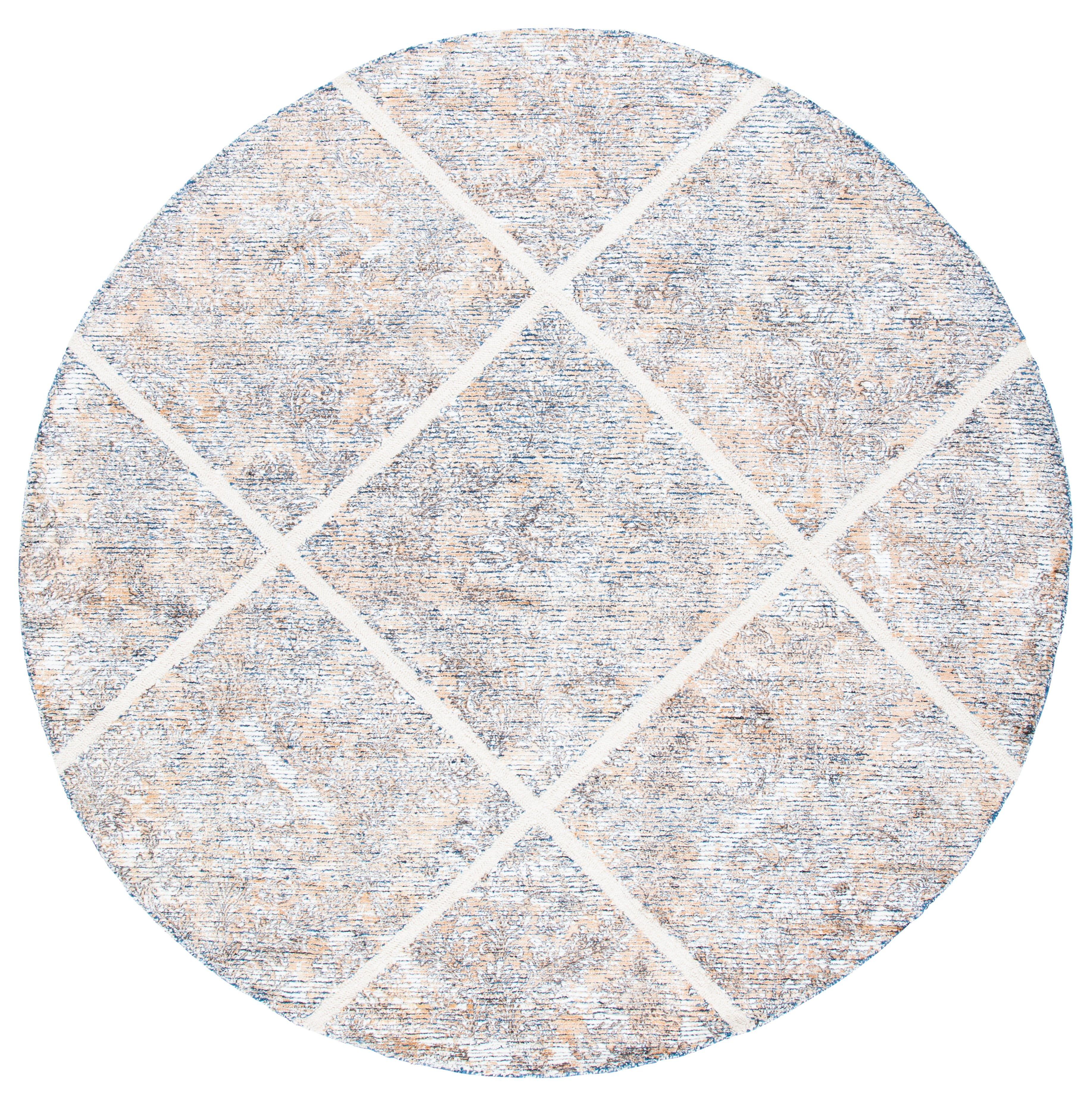 SAFAVIEH Artistry Linda Trellis Area Rug, Ivory/Gold, 7' x 7' Round