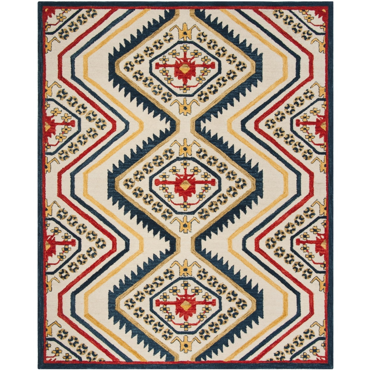 Aspen APN701 Hand Tufted Accent Rug - Ivory/Multi - 2'3"x5' - Safavieh.