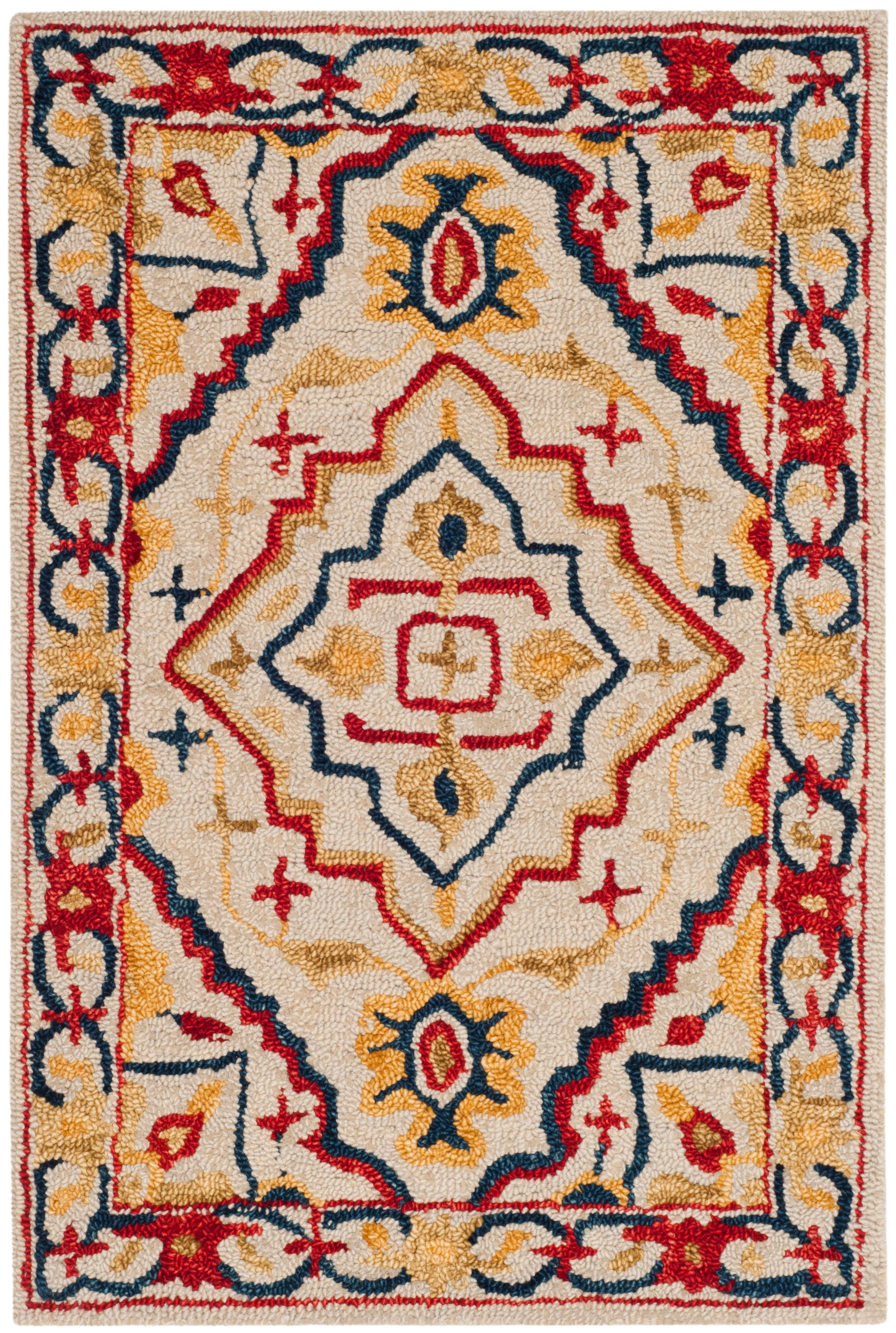 Aspen APN705 Hand Tufted Accent Rug - Ivory/Multi - 2'x3' - Safavieh.