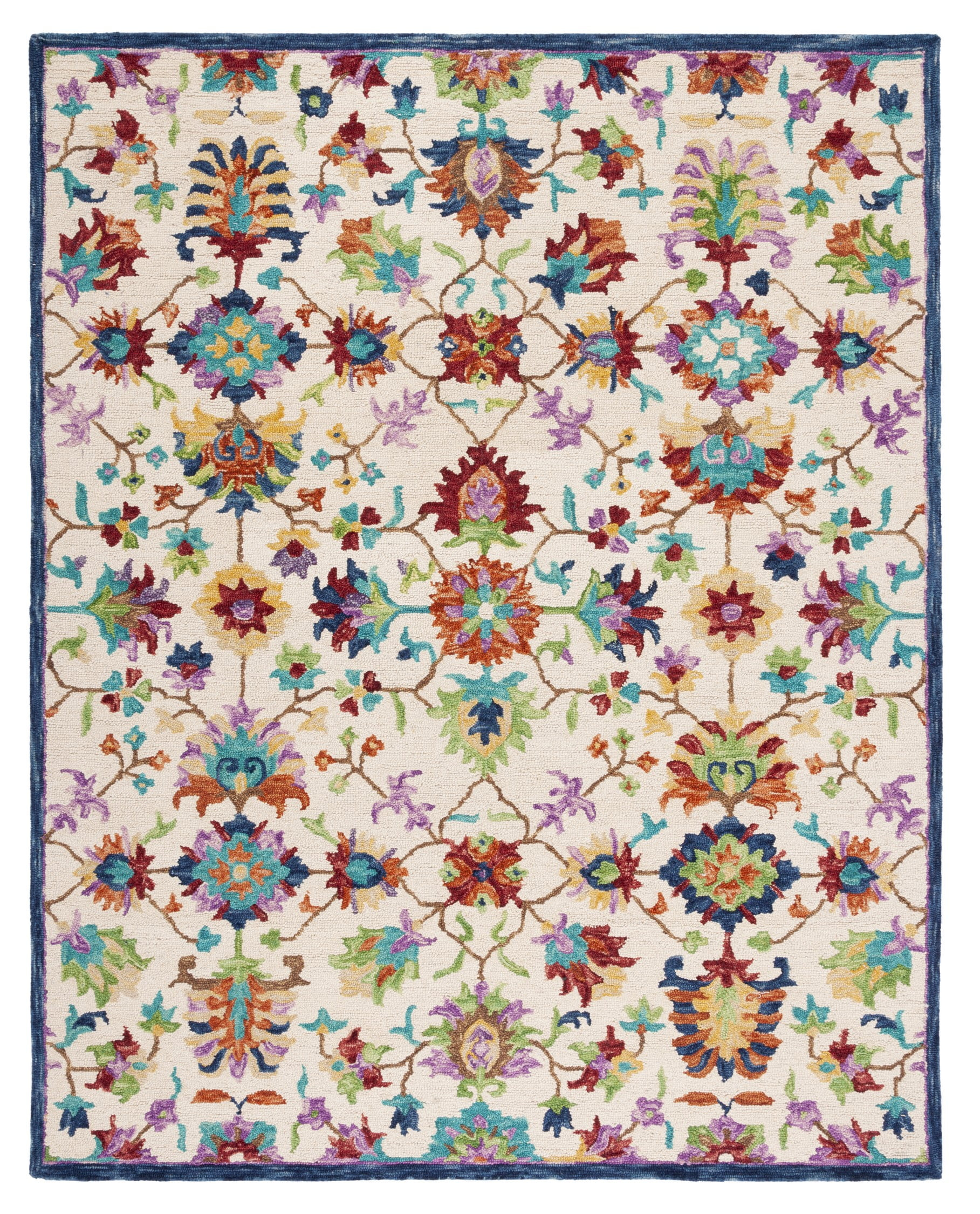 SAFAVIEH Aspen Giles Floral Wool Area Rug, Ivory/Blue, 9' x 12'