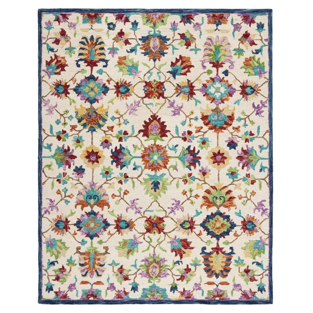 SAFAVIEH Aspen Giles Floral Wool Area Rug, Ivory/Blue, 9' x 12'